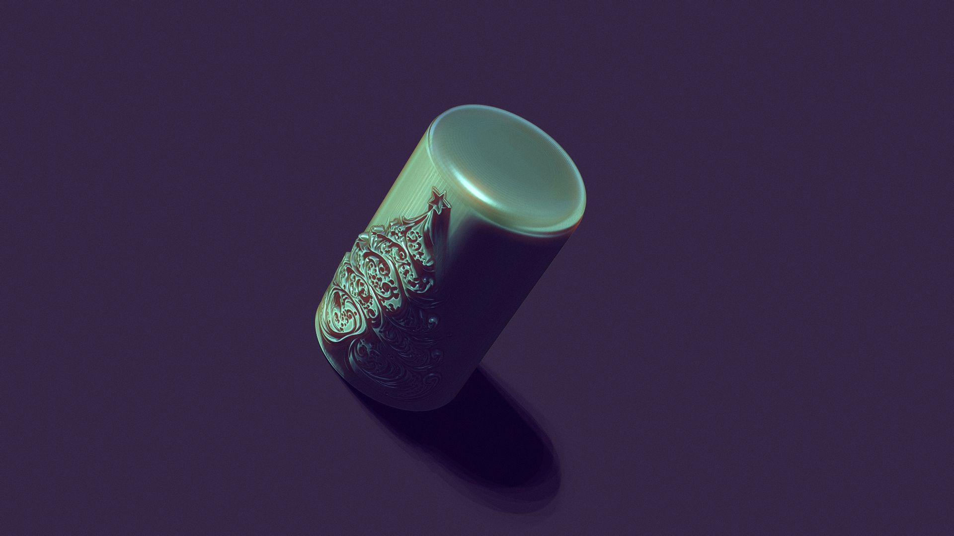 Christmas festive candle with spruce and snowflakes 3D print model_3