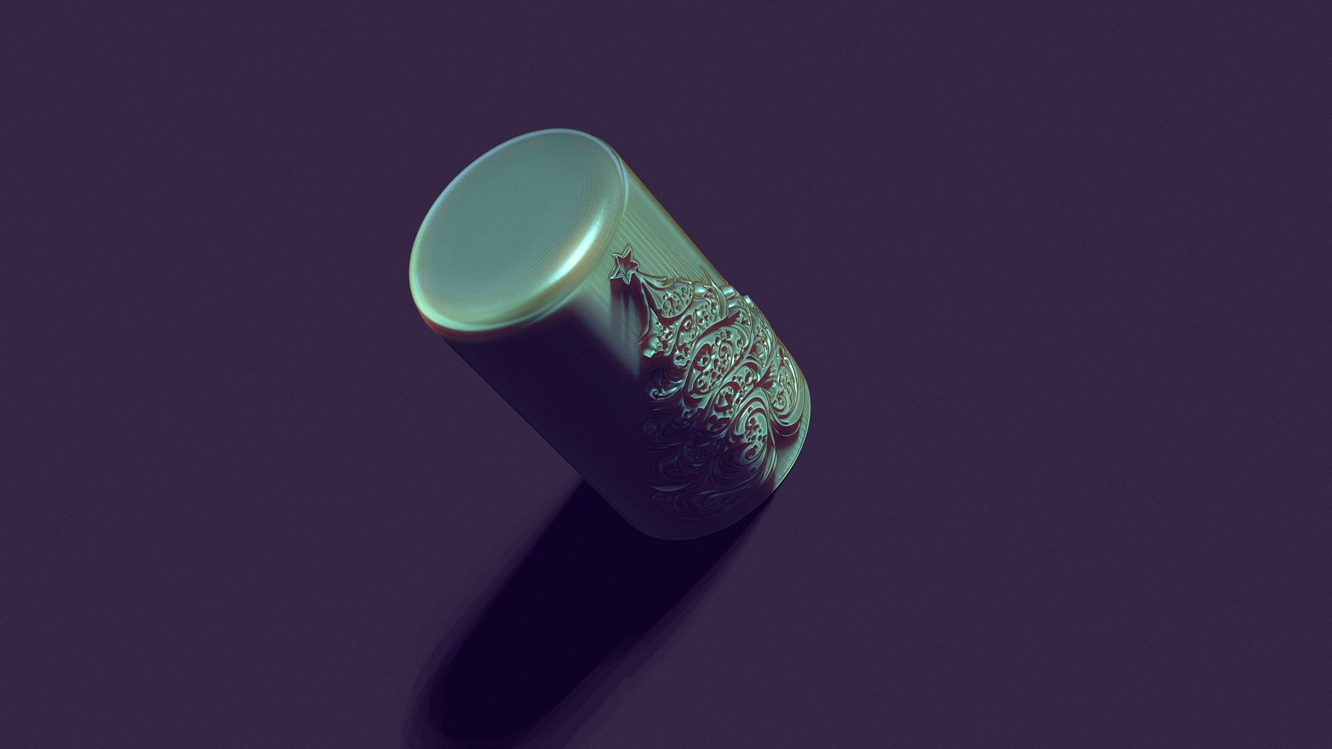 Christmas festive candle with spruce and snowflakes 3D print model_5