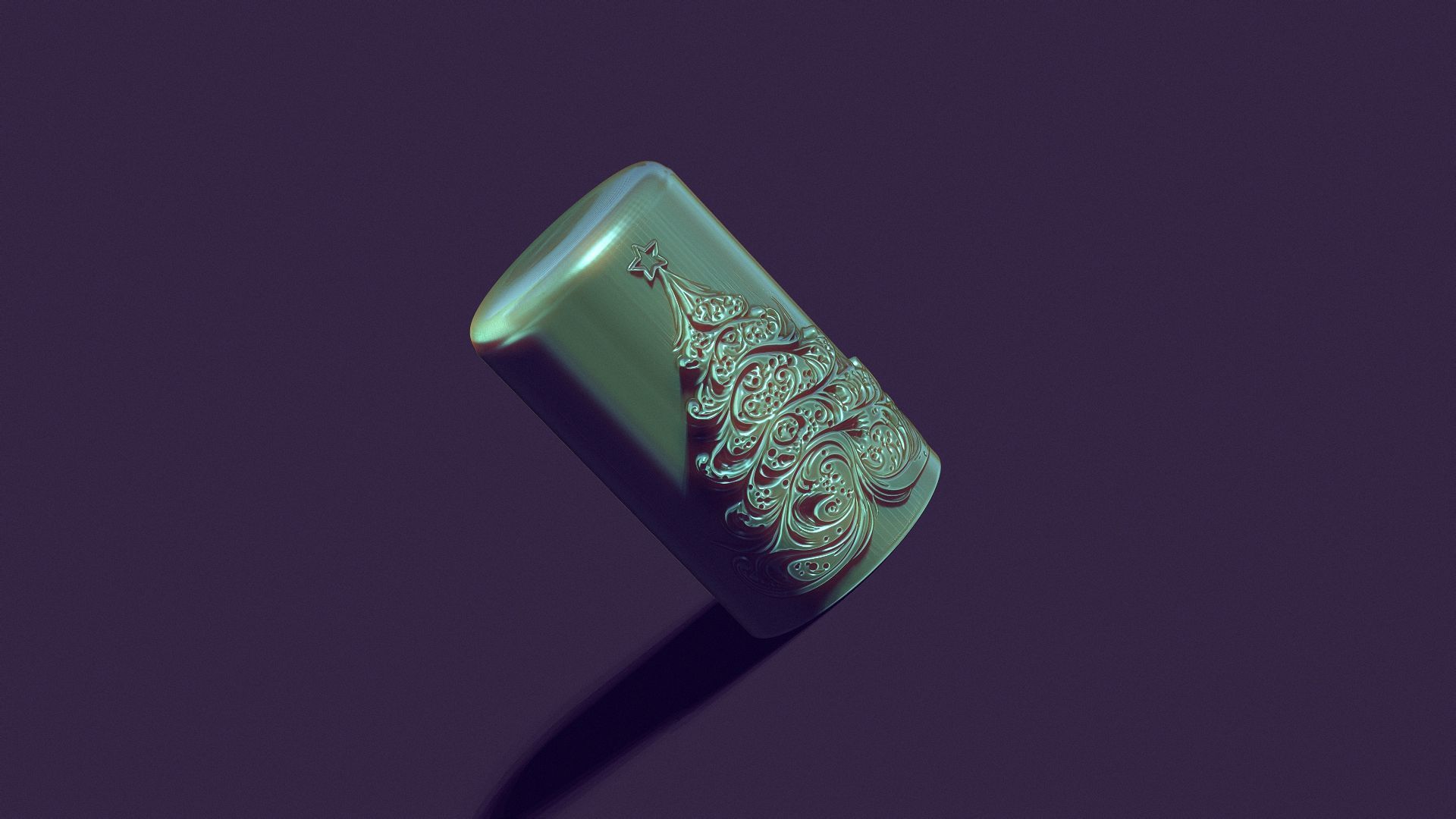 Christmas festive candle with spruce and snowflakes 3D print model_4