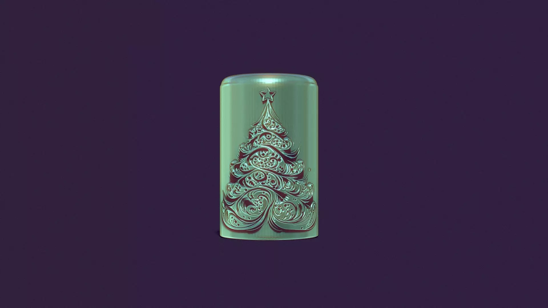 Christmas festive candle with spruce and snowflakes 3D print model_0