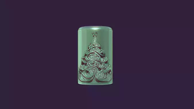 Christmas festive candle with spruce and snowflakes 3D print model