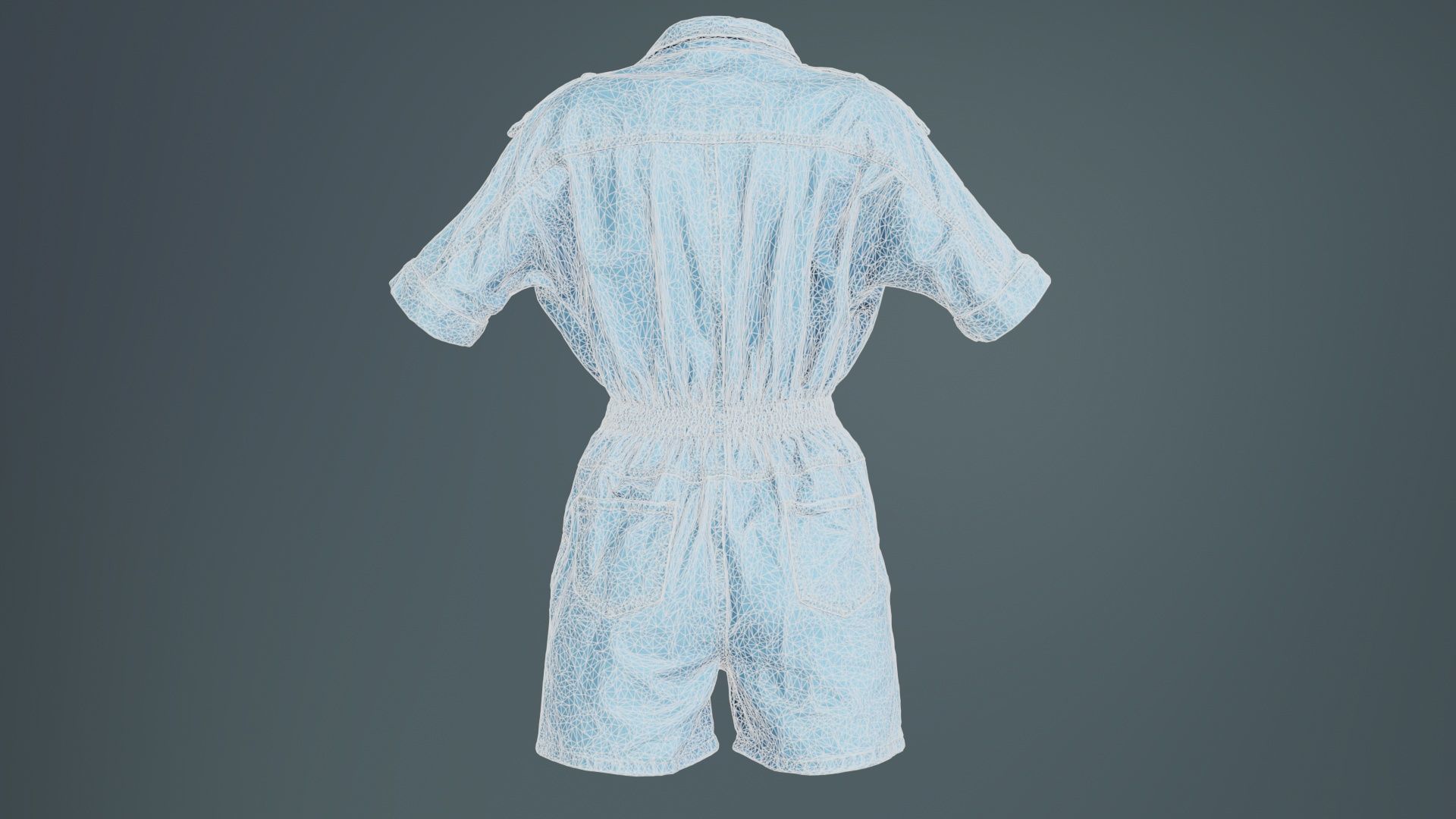Open Jeans Romper Low-poly 3D model_10