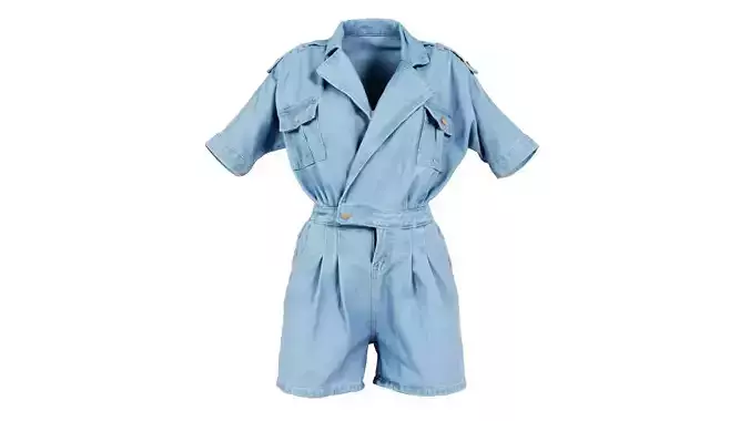 Open Jeans Romper Low-poly 3D model