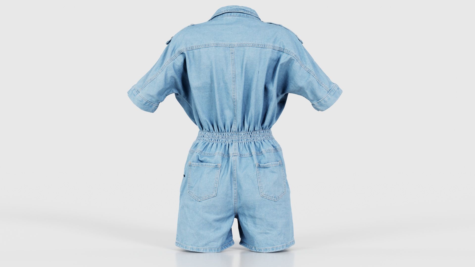 Open Jeans Romper Low-poly 3D model_21