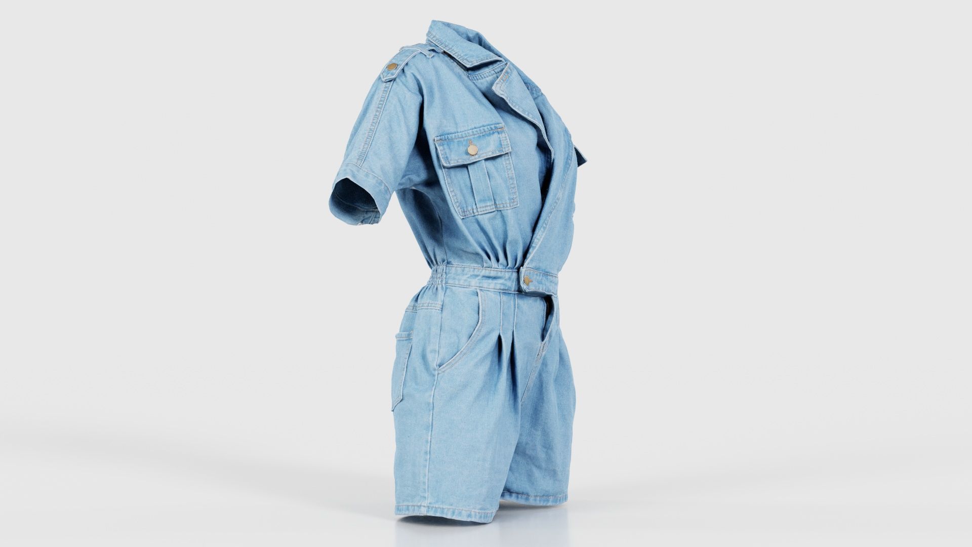 Open Jeans Romper Low-poly 3D model_17