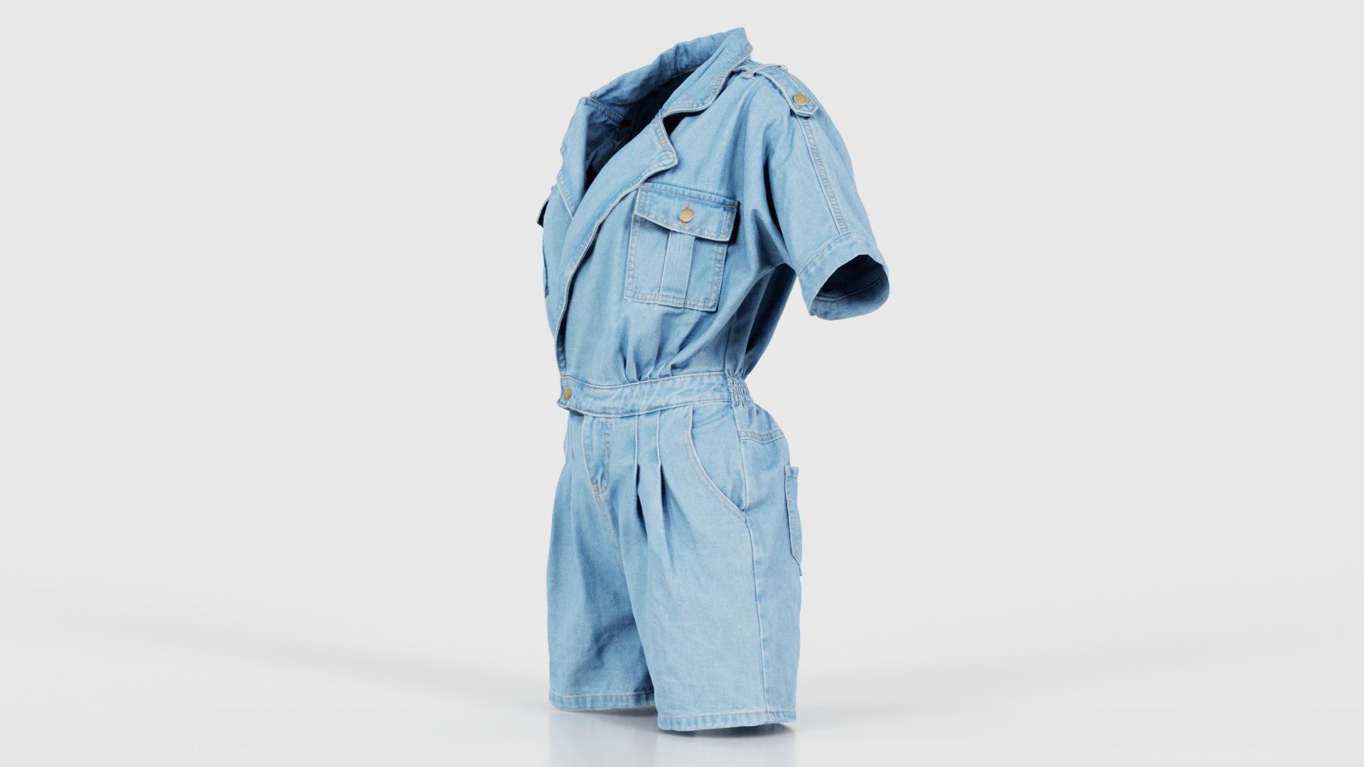 Open Jeans Romper Low-poly 3D model_25