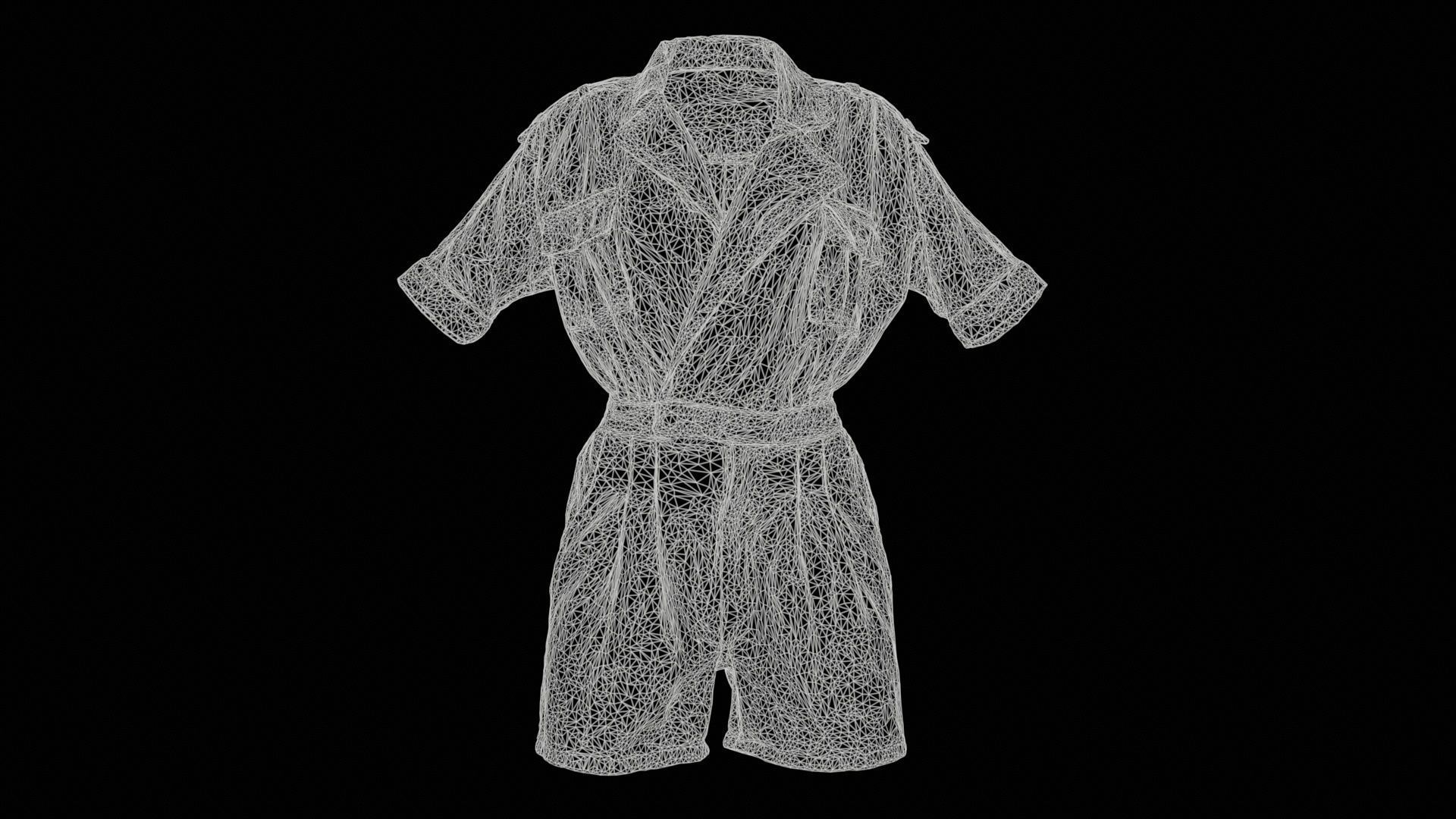 Open Jeans Romper Low-poly 3D model_11