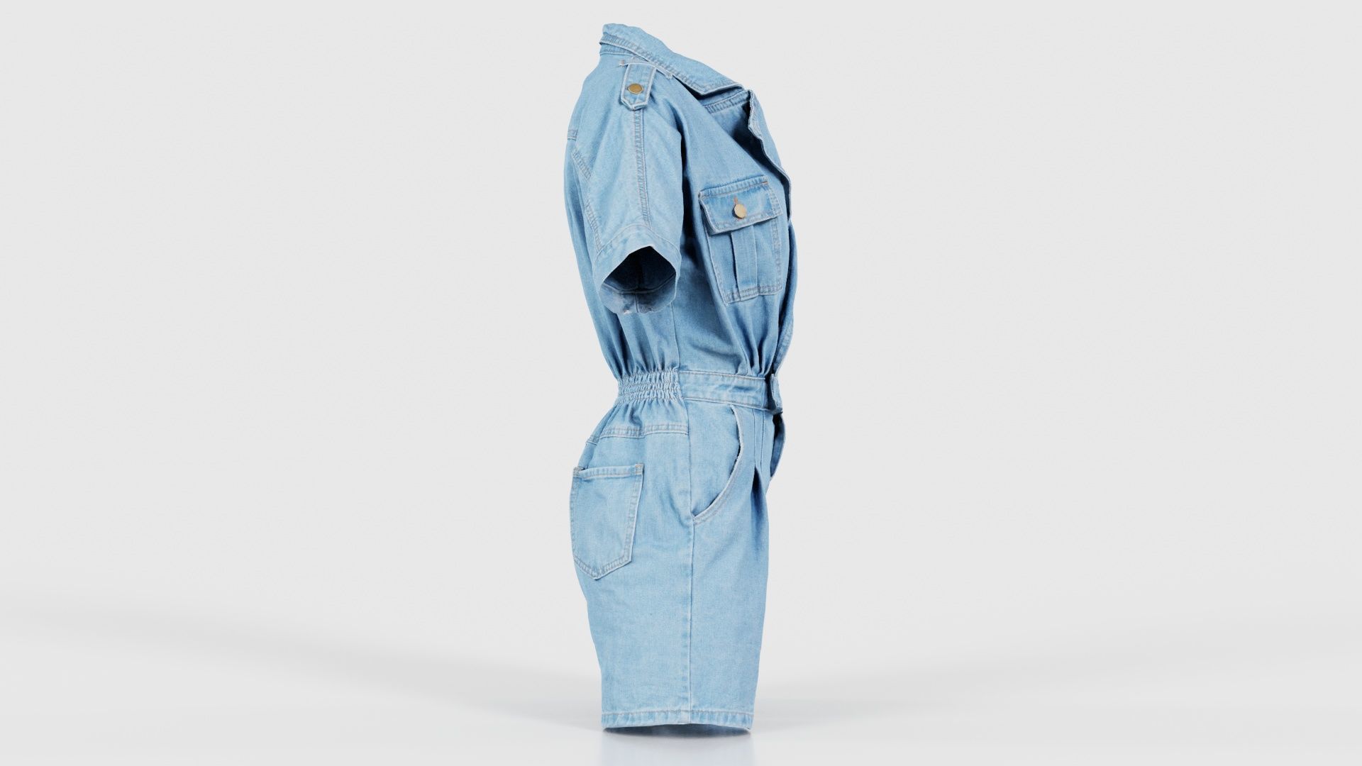 Open Jeans Romper Low-poly 3D model_18