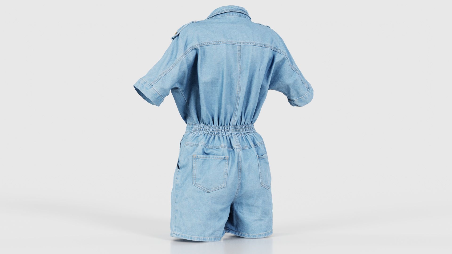 Open Jeans Romper Low-poly 3D model_22