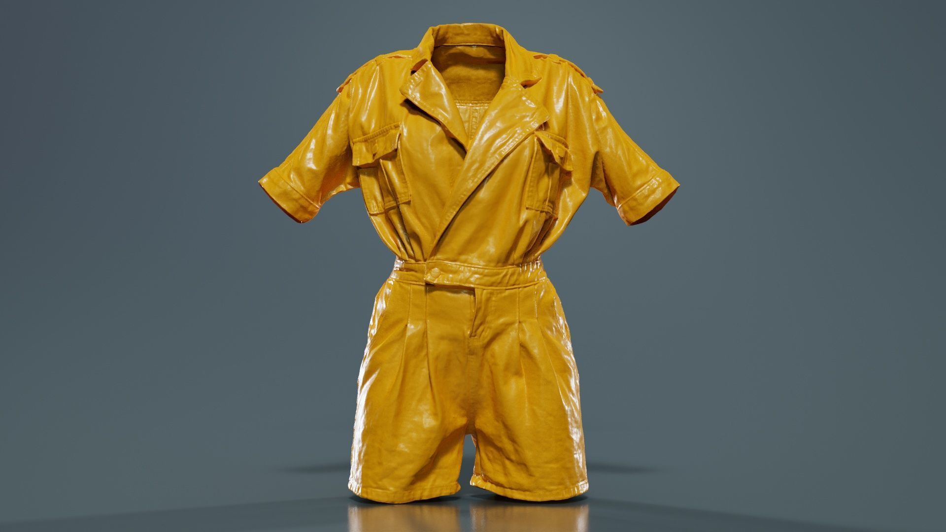 Open Jeans Romper Low-poly 3D model_12