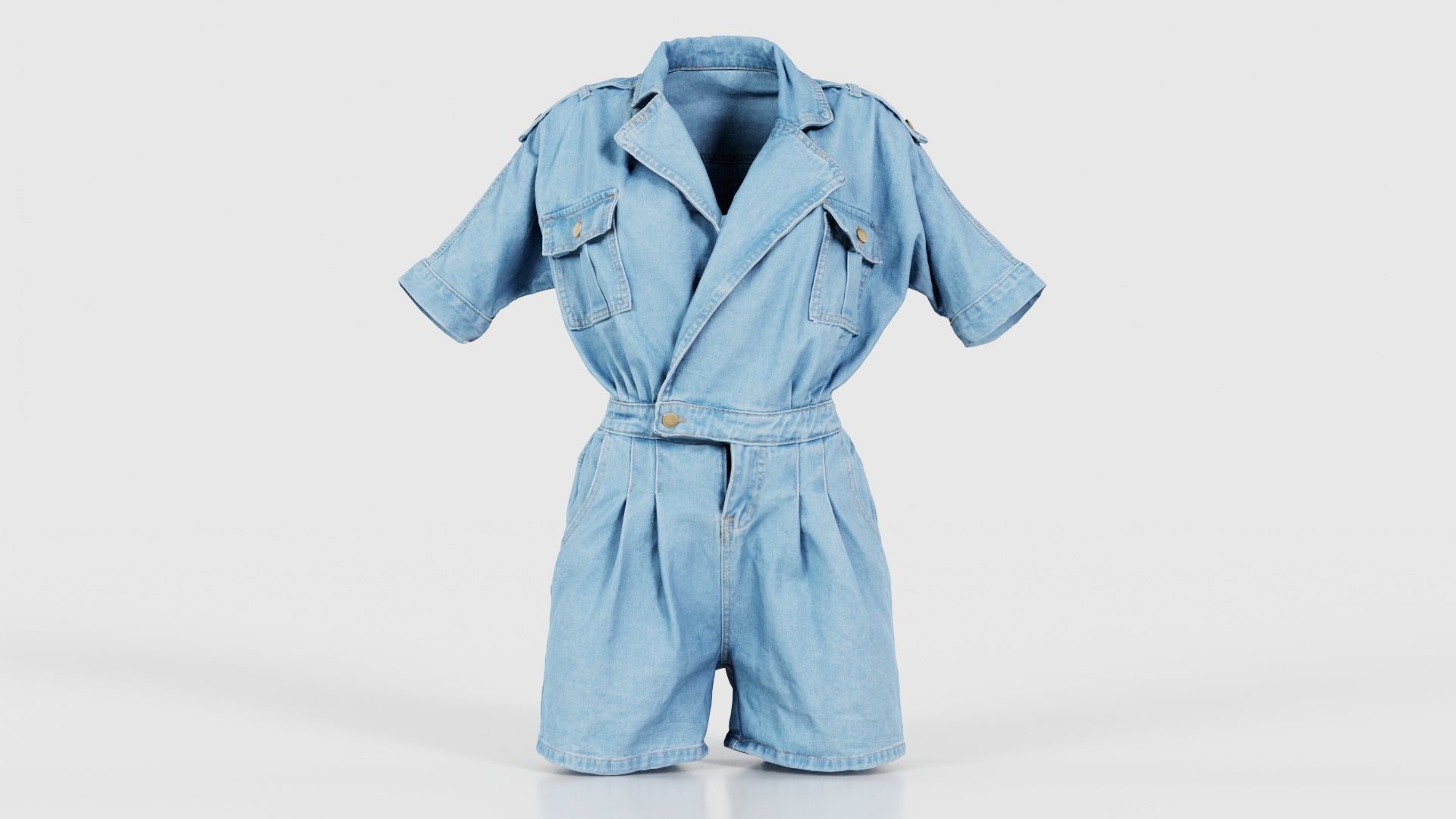 Open Jeans Romper Low-poly 3D model_15