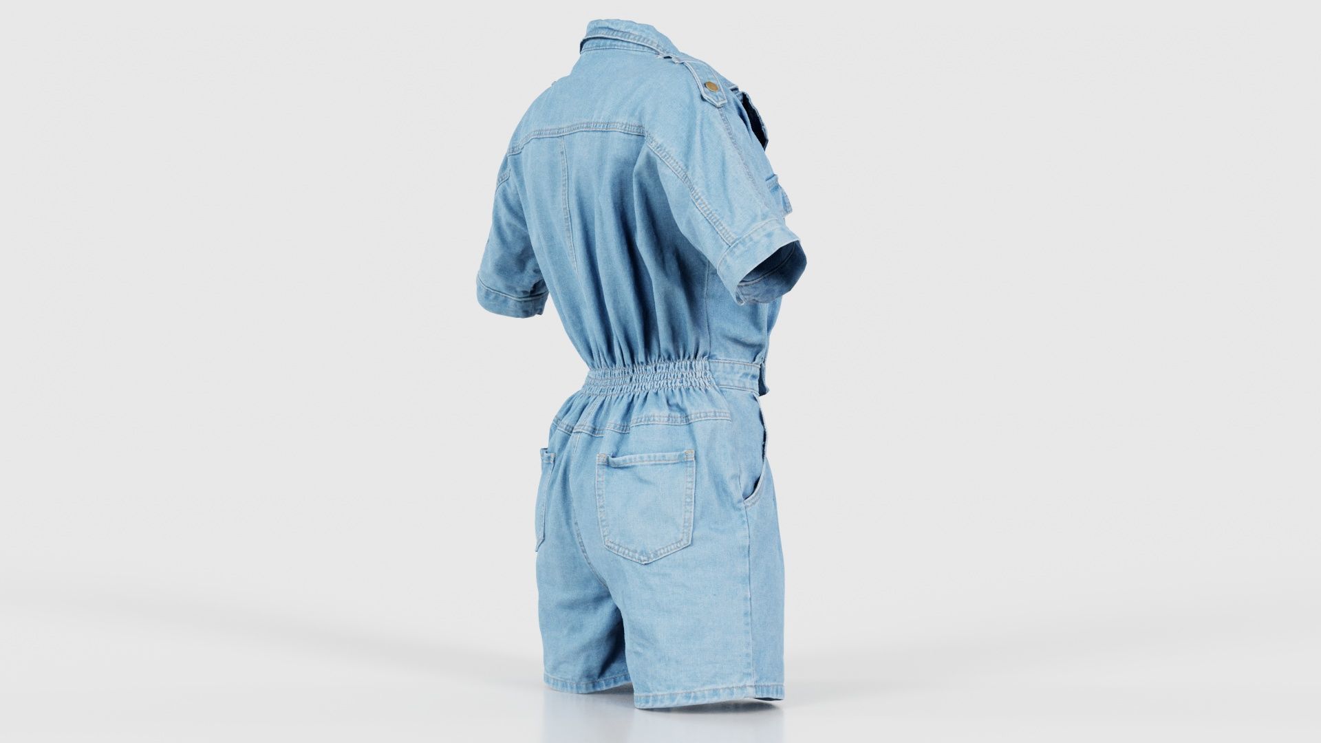 Open Jeans Romper Low-poly 3D model_19