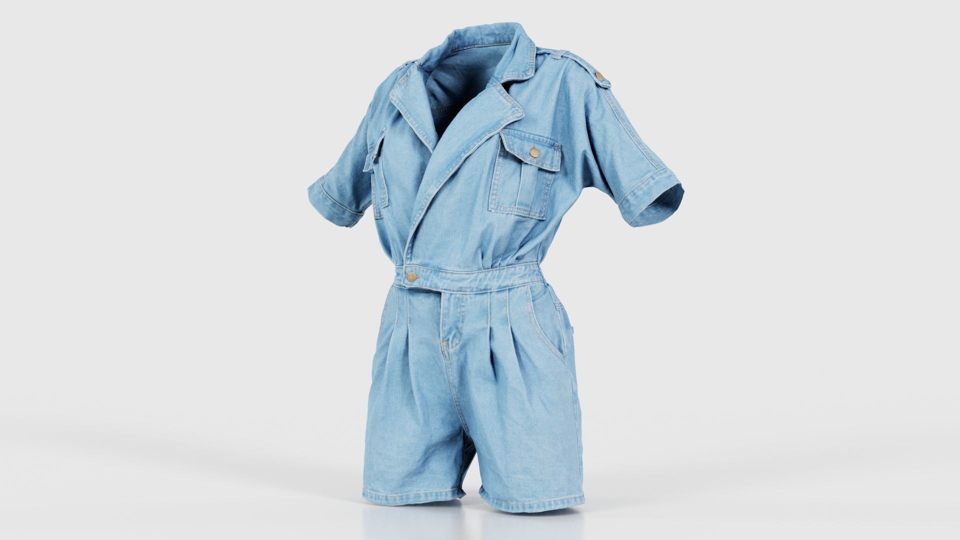 Open Jeans Romper Low-poly 3D model_26