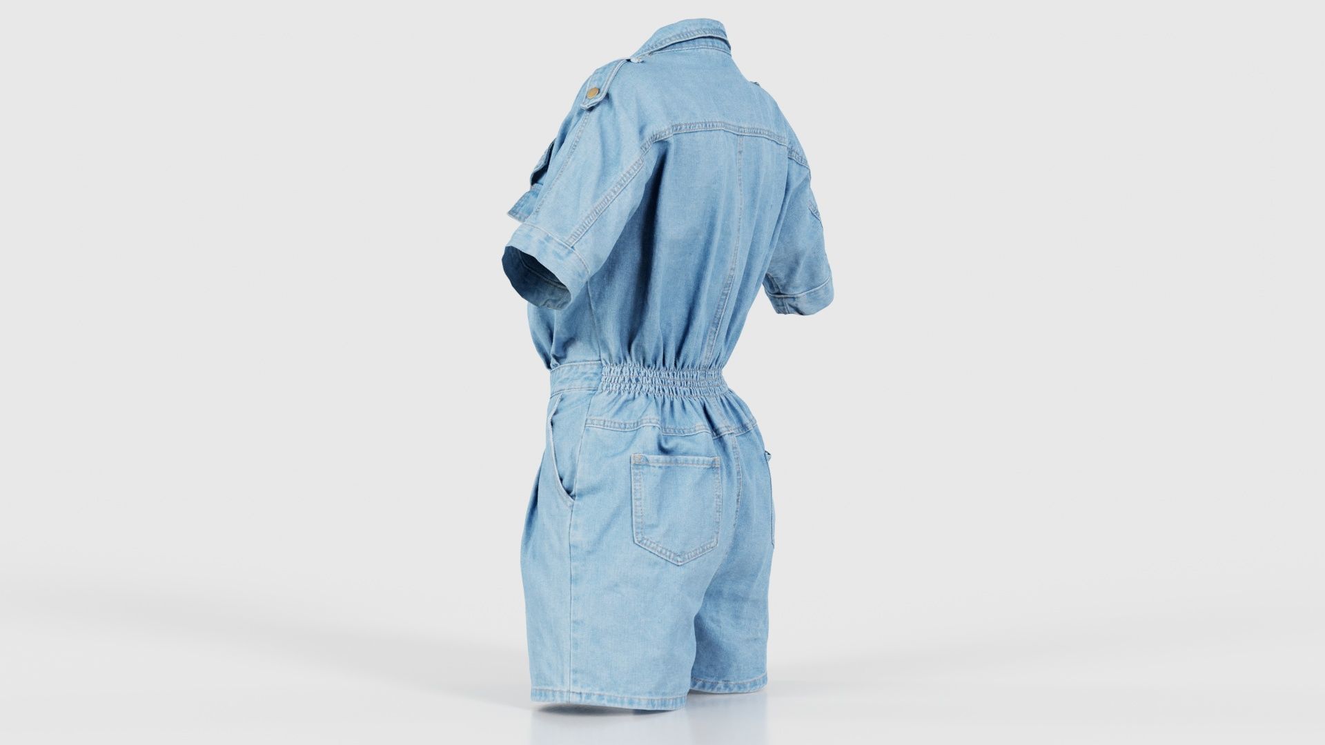 Open Jeans Romper Low-poly 3D model_23