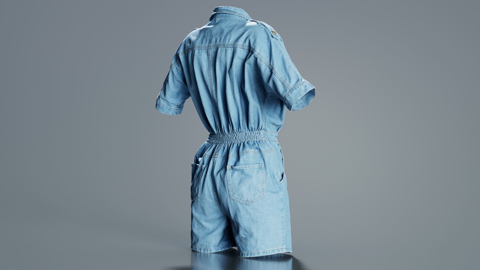 Open Jeans Romper Low-poly 3D model_8