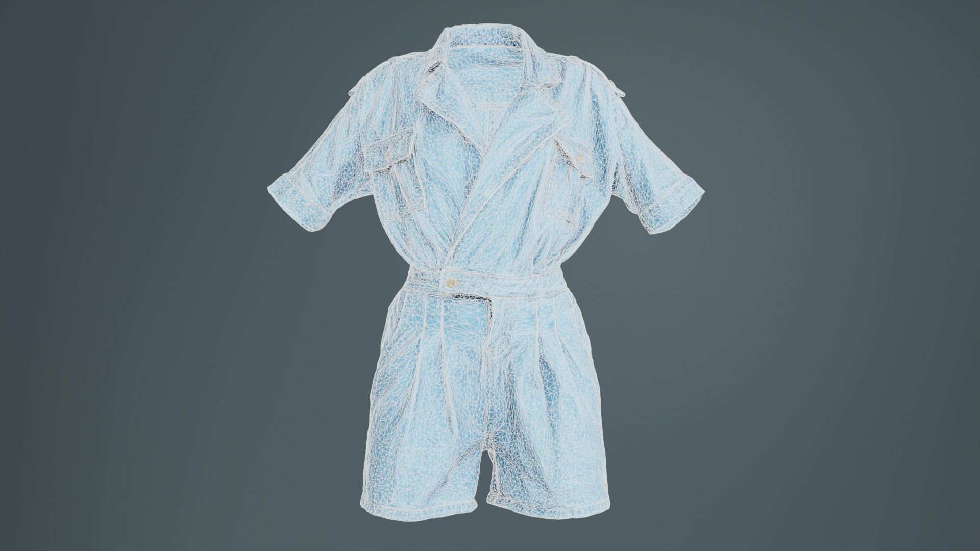 Open Jeans Romper Low-poly 3D model_9