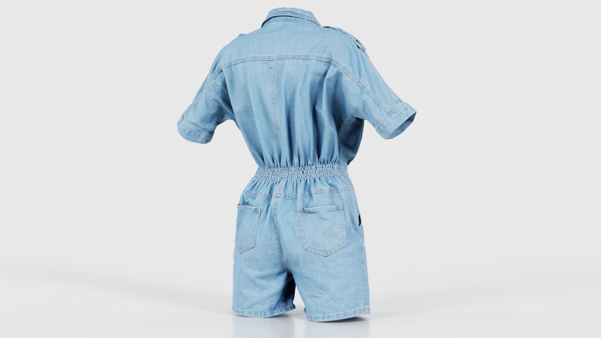 Open Jeans Romper Low-poly 3D model_20