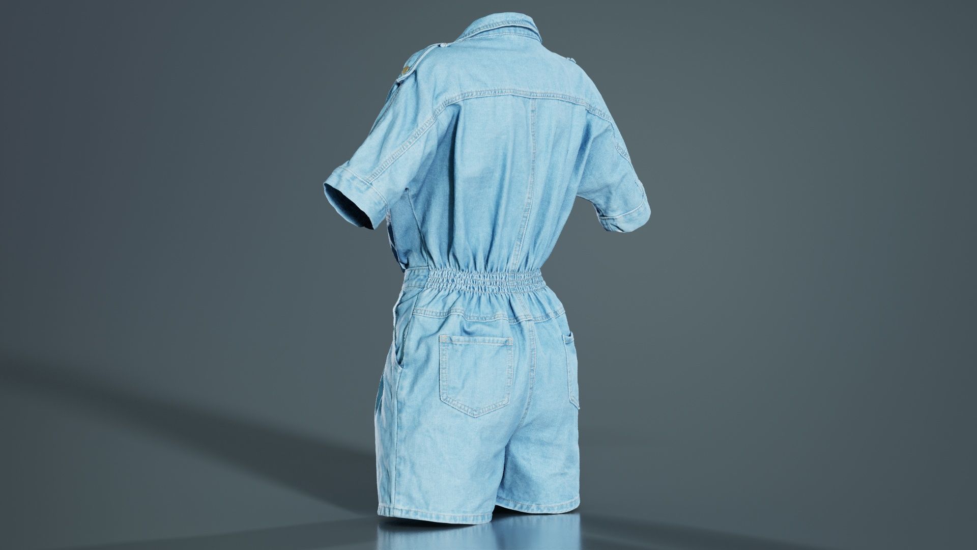 Open Jeans Romper Low-poly 3D model_2