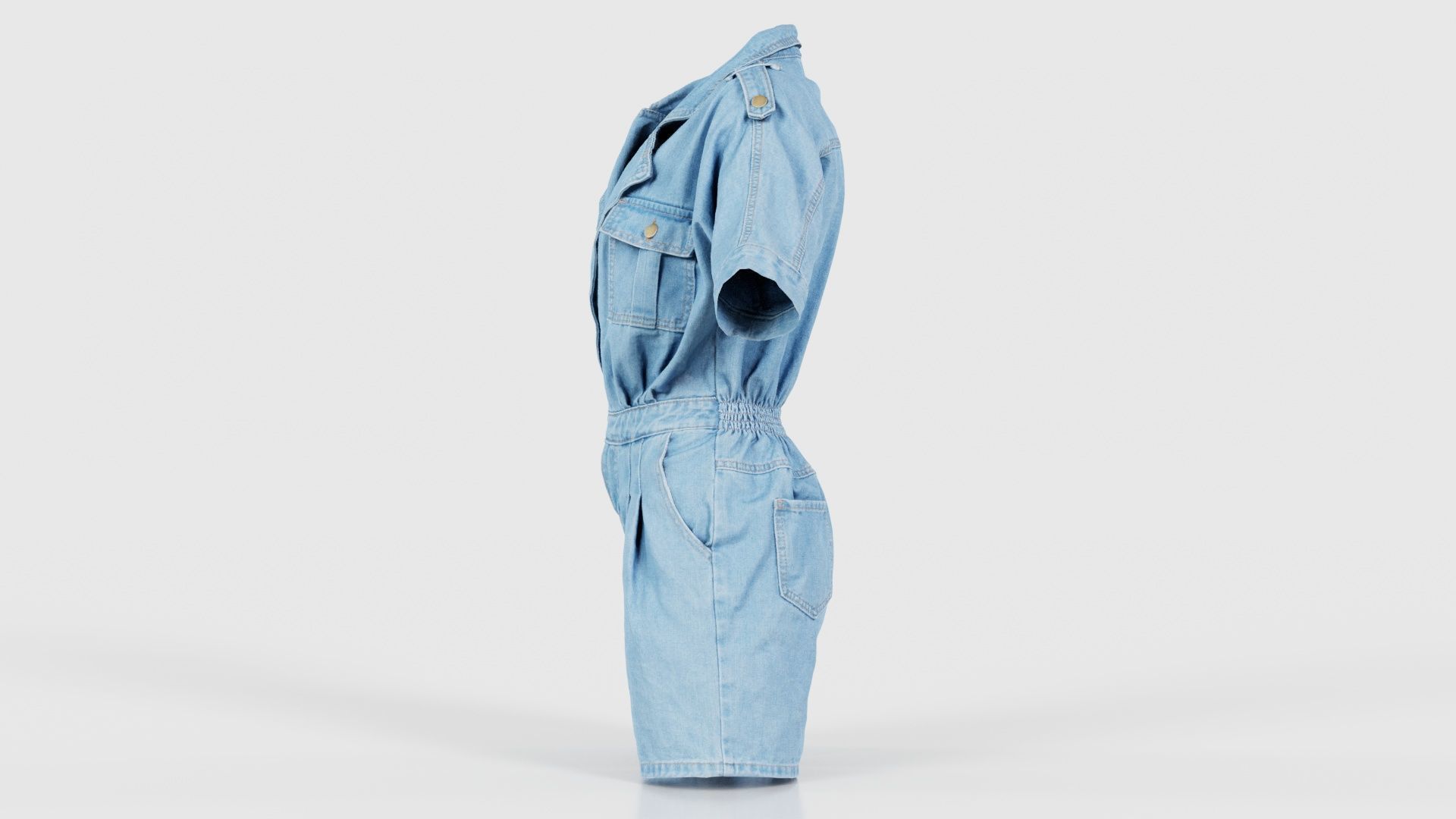 Open Jeans Romper Low-poly 3D model_24