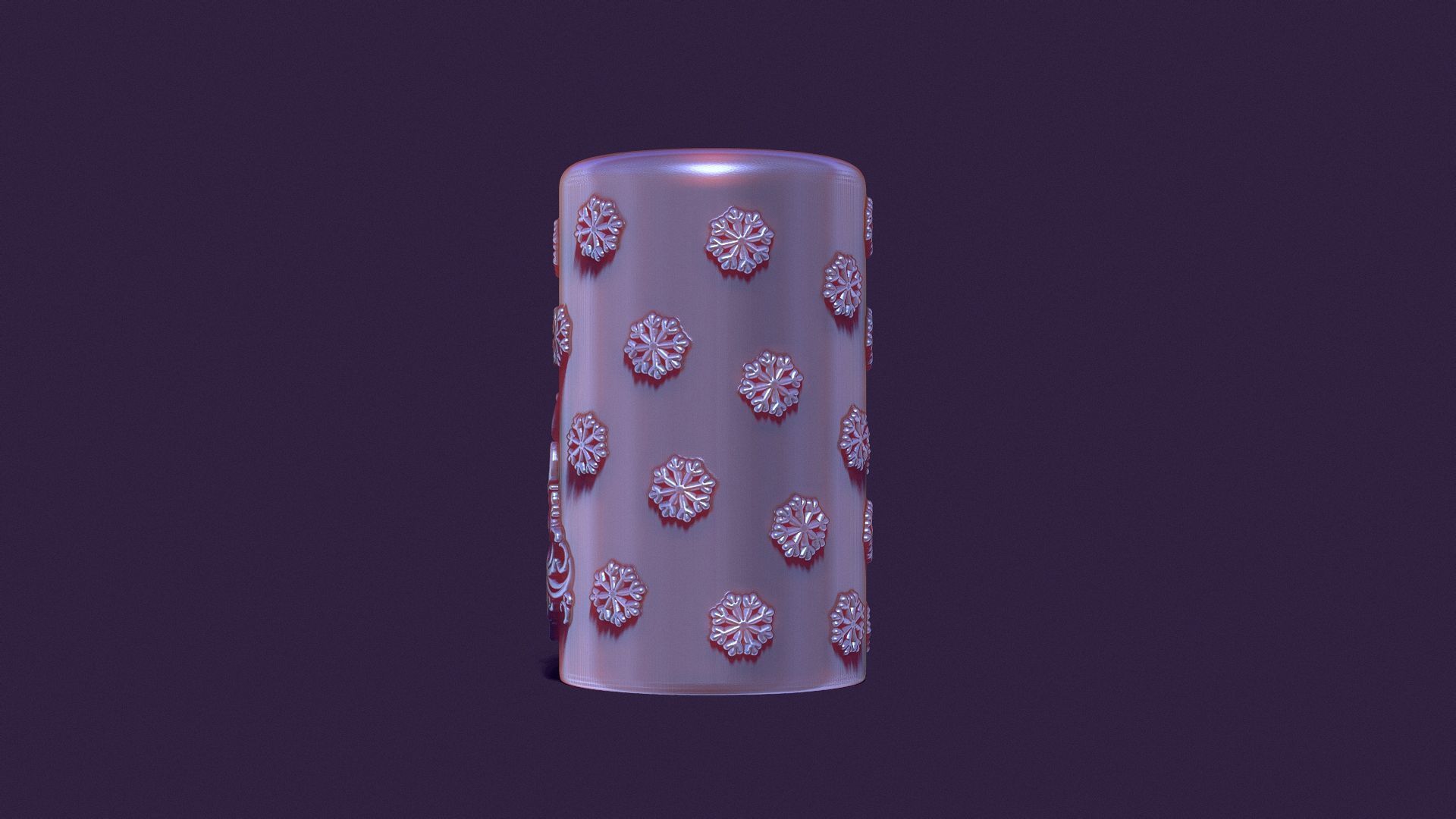 Christmas festive candle with spruce and snowflakes 3D print model_2