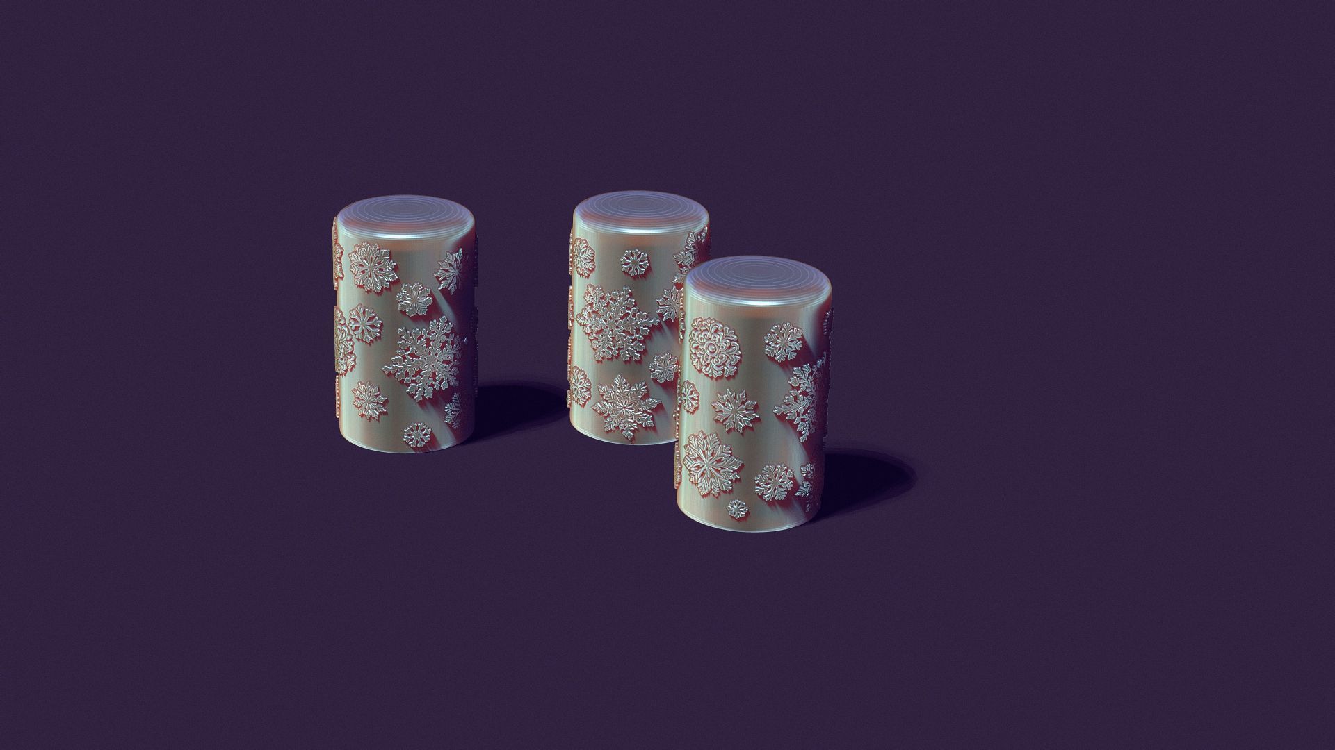 Christmas holiday candle with artistic snowflakes 3D print model_4