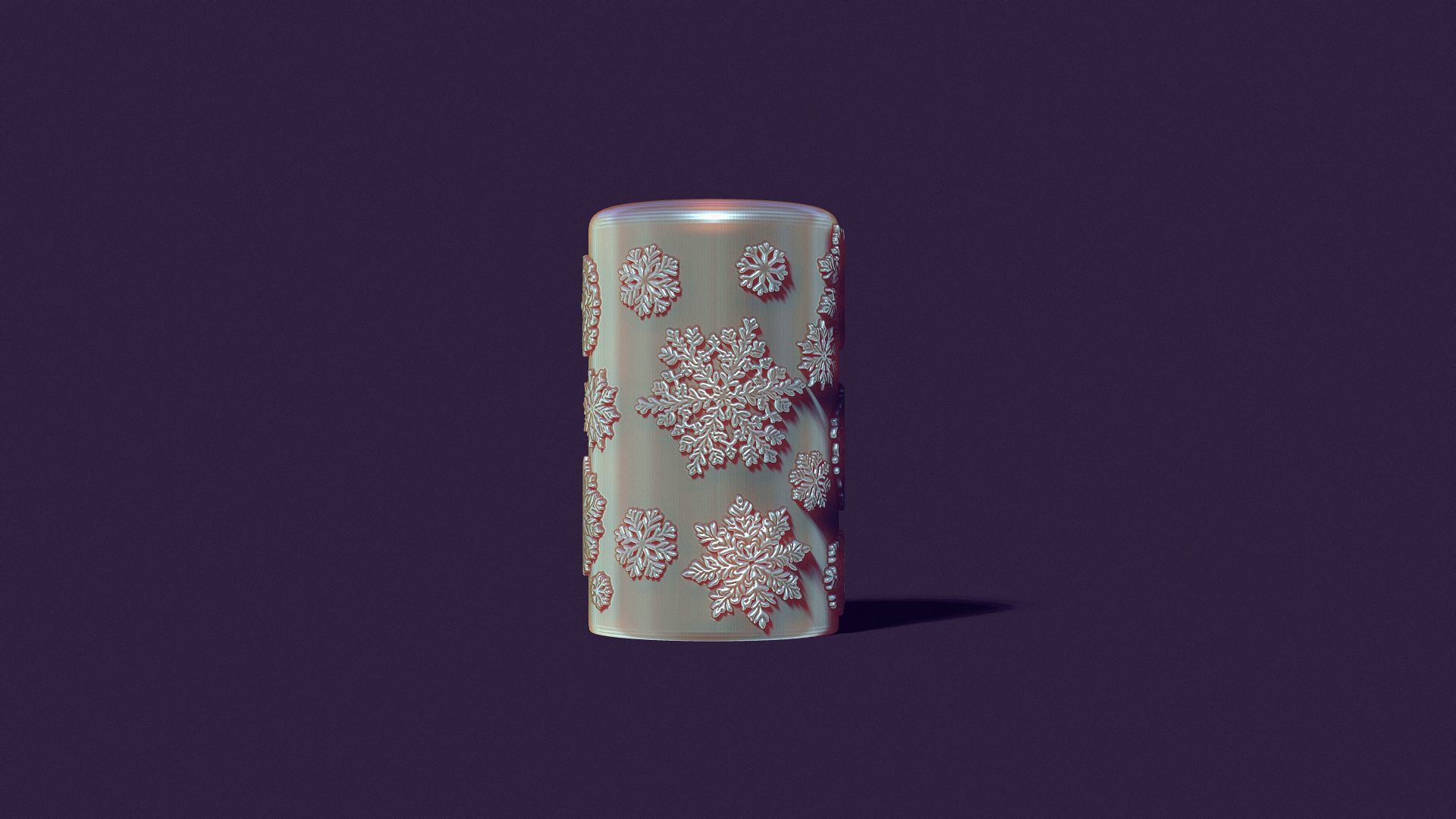 Christmas holiday candle with artistic snowflakes 3D print model_7