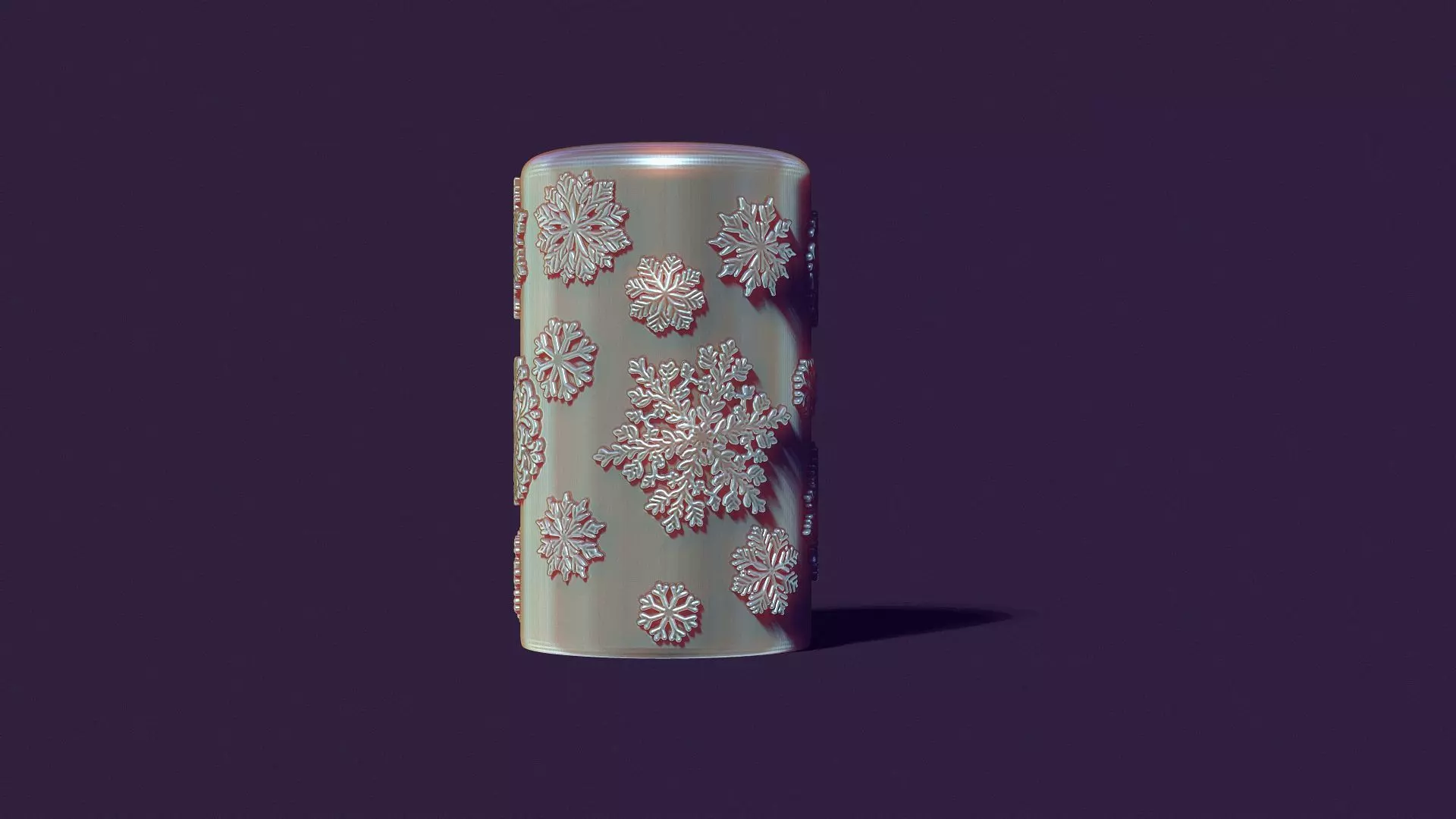 Christmas holiday candle with artistic snowflakes 3D print model_0