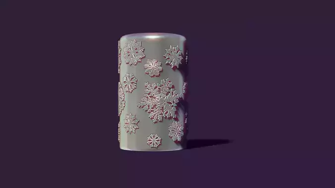 Christmas holiday candle with artistic snowflakes 3D print model