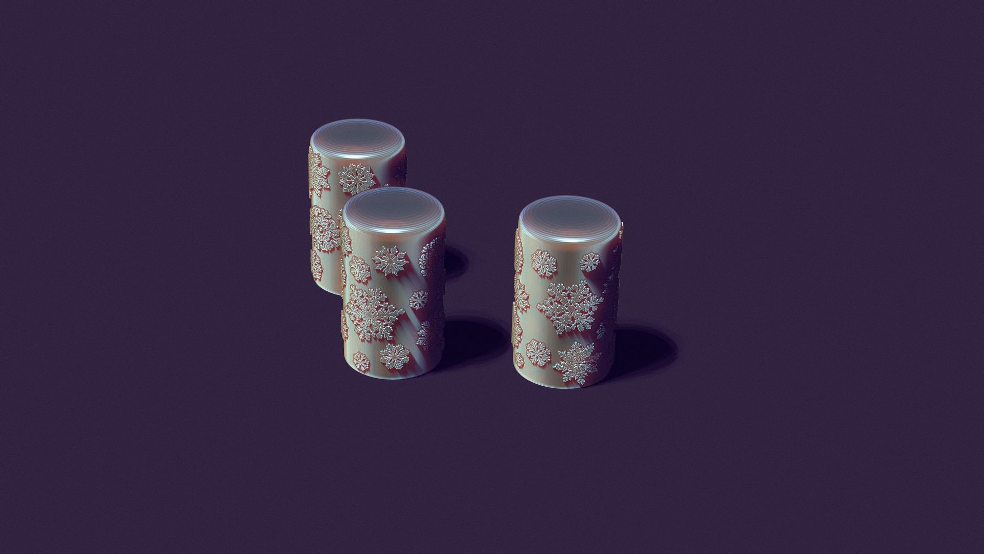 Christmas holiday candle with artistic snowflakes 3D print model_3