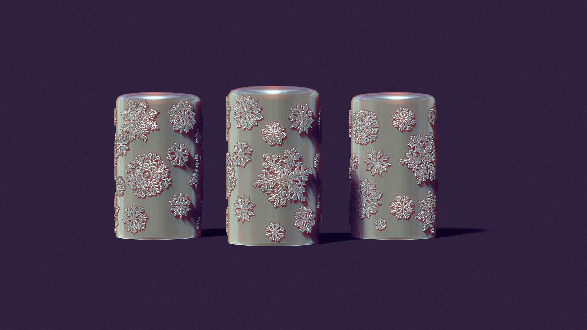 Christmas holiday candle with artistic snowflakes 3D print model_1