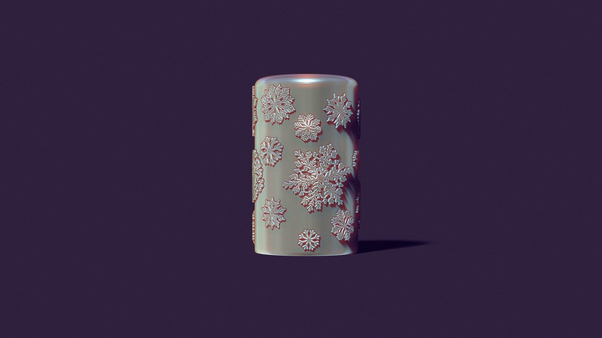 Christmas holiday candle with artistic snowflakes 3D print model_5