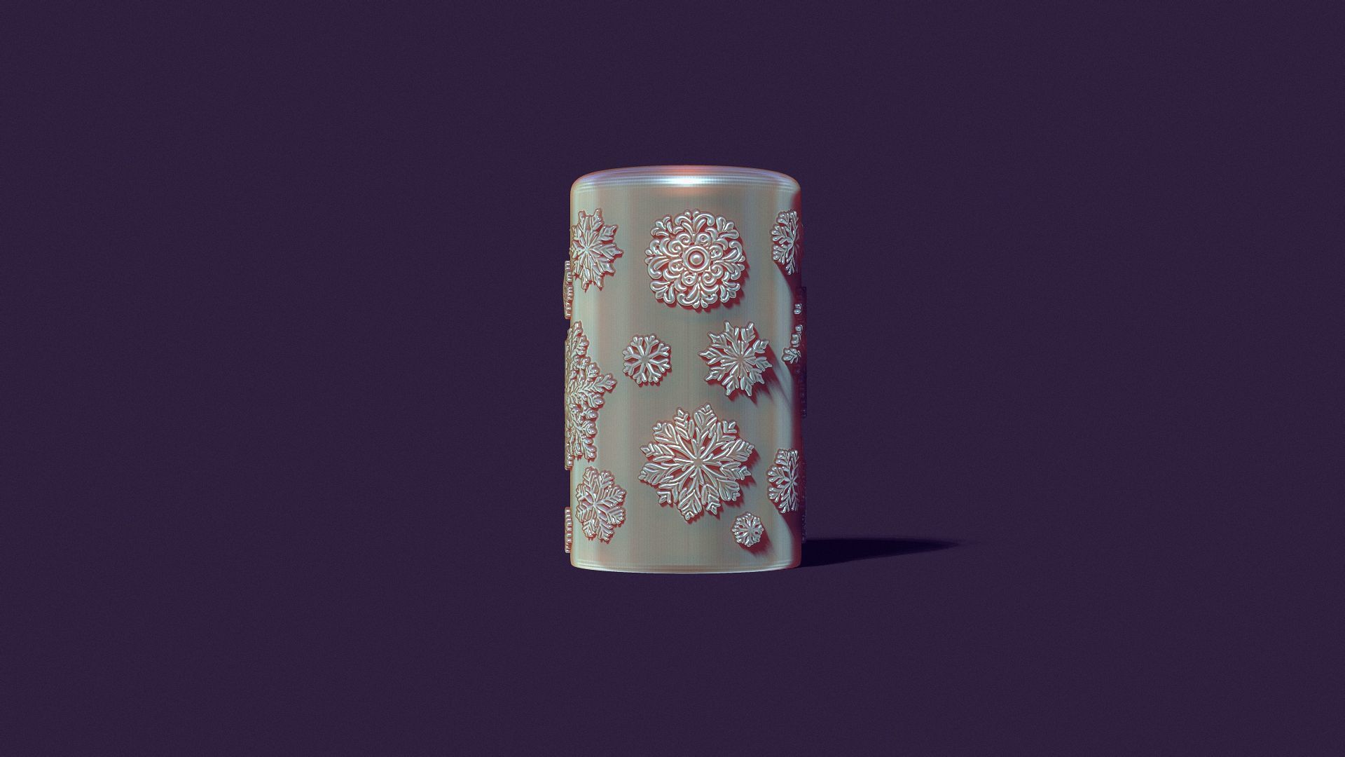 Christmas holiday candle with artistic snowflakes 3D print model_6