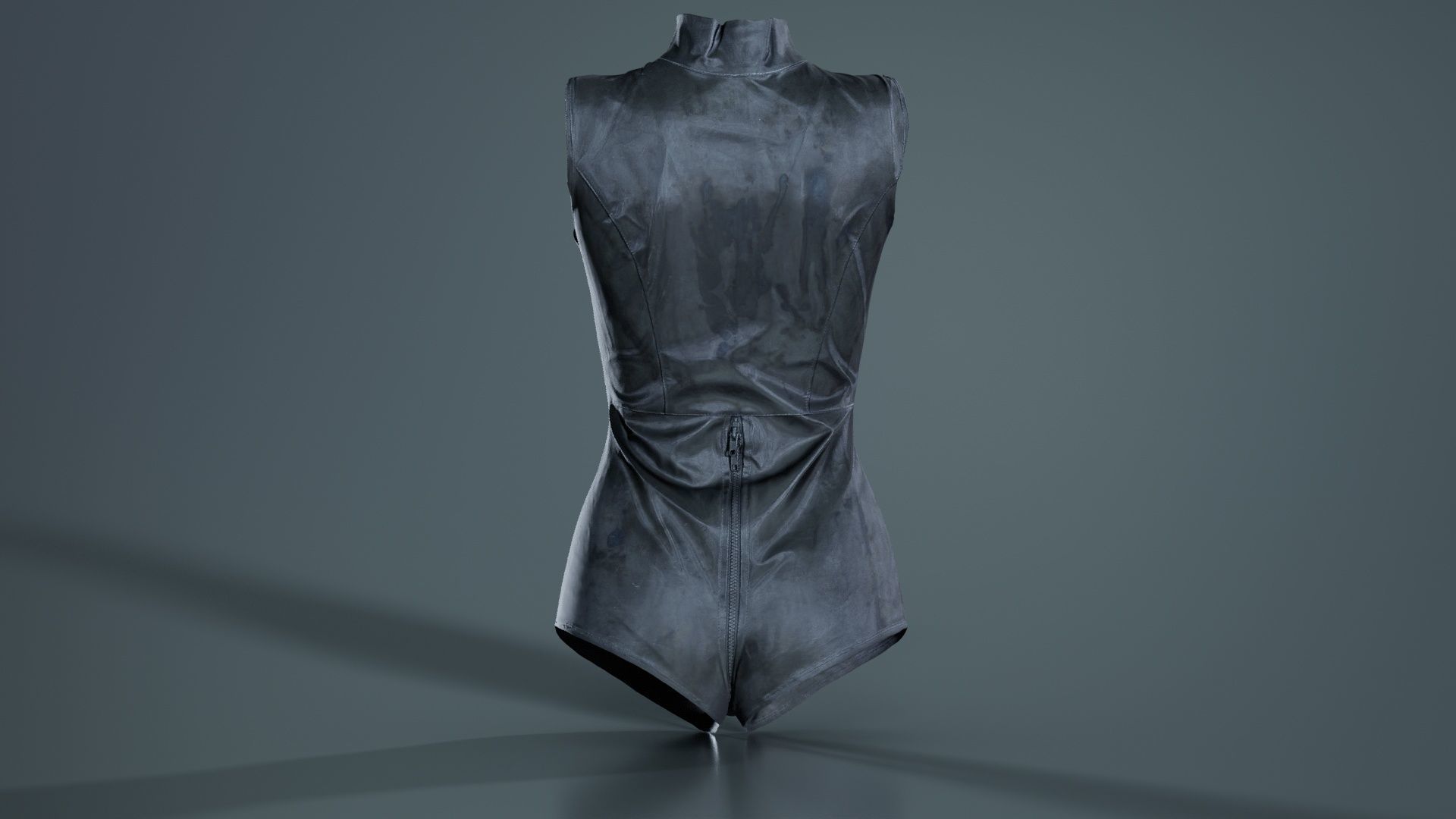 Triple Zipper Vinyl Bodysuit Low-poly 3D model_8