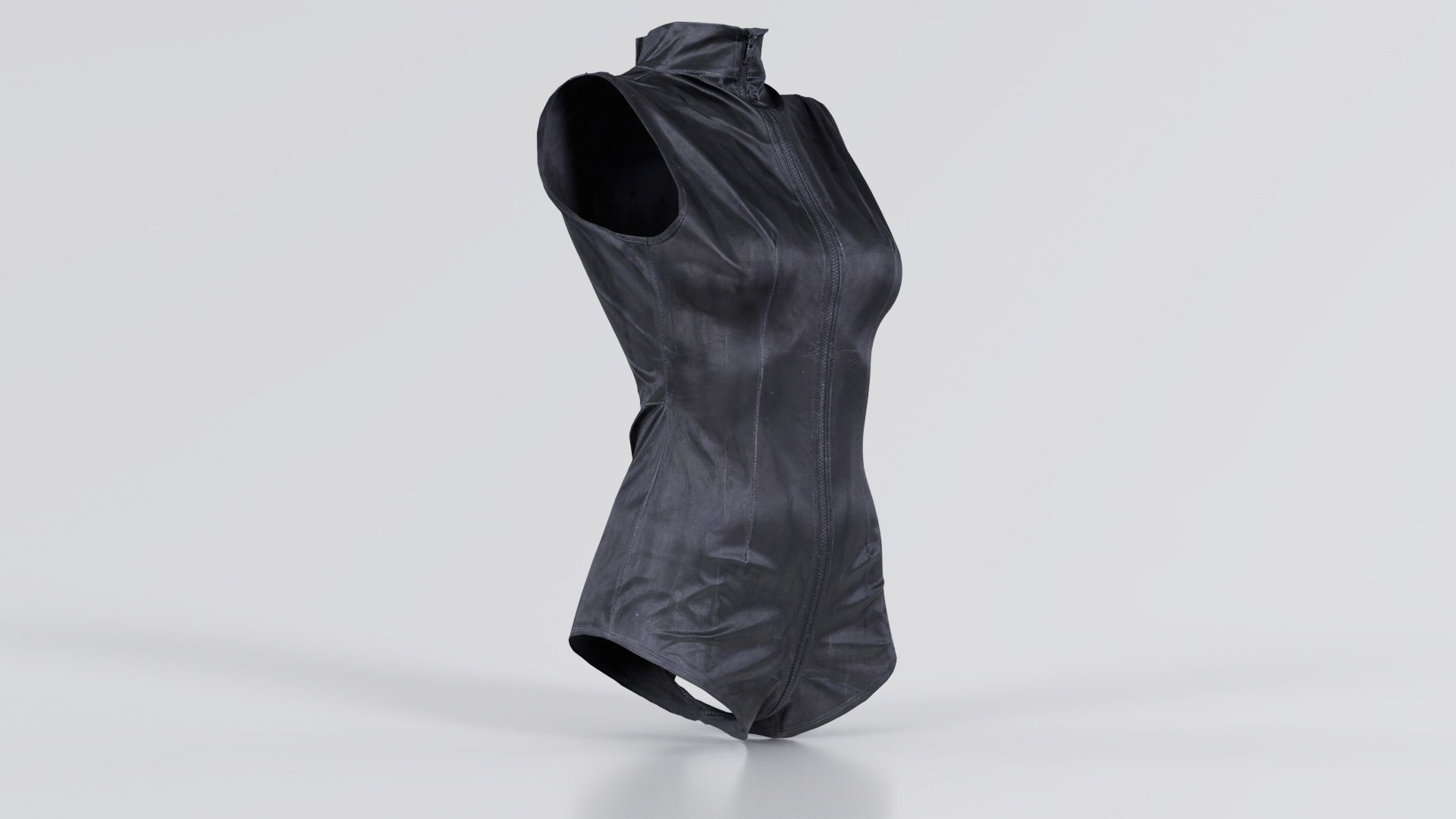 Triple Zipper Vinyl Bodysuit Low-poly 3D model_3