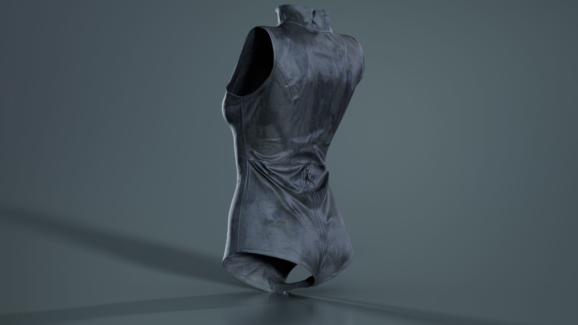 Triple Zipper Vinyl Bodysuit Low-poly 3D model_4