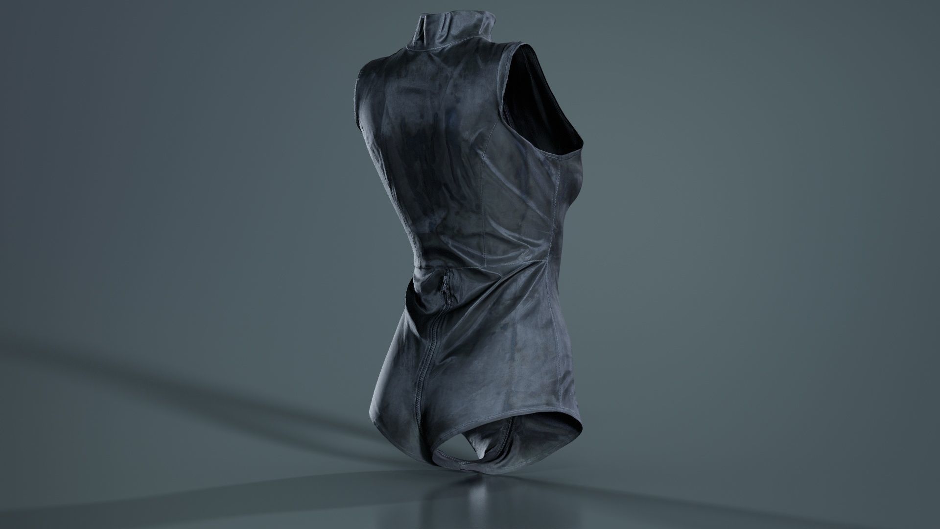 Triple Zipper Vinyl Bodysuit Low-poly 3D model_2