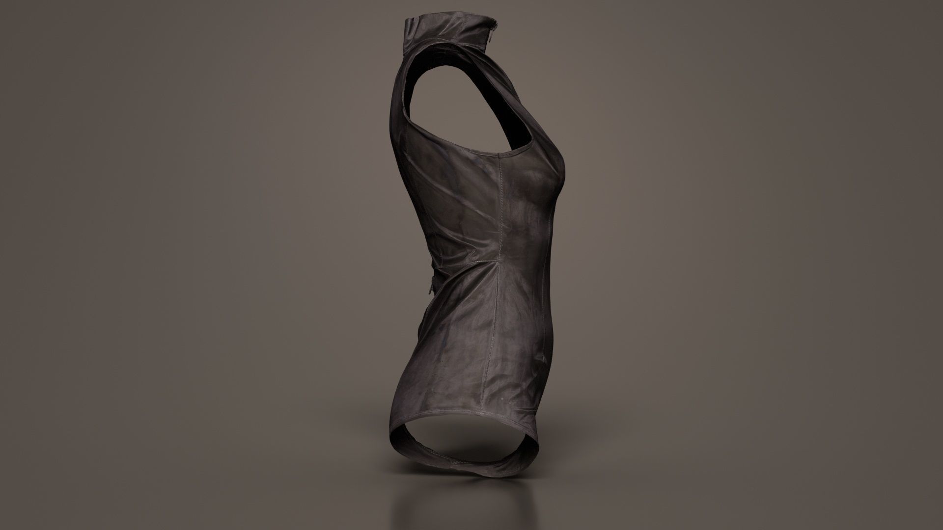 Triple Zipper Vinyl Bodysuit Low-poly 3D model_6