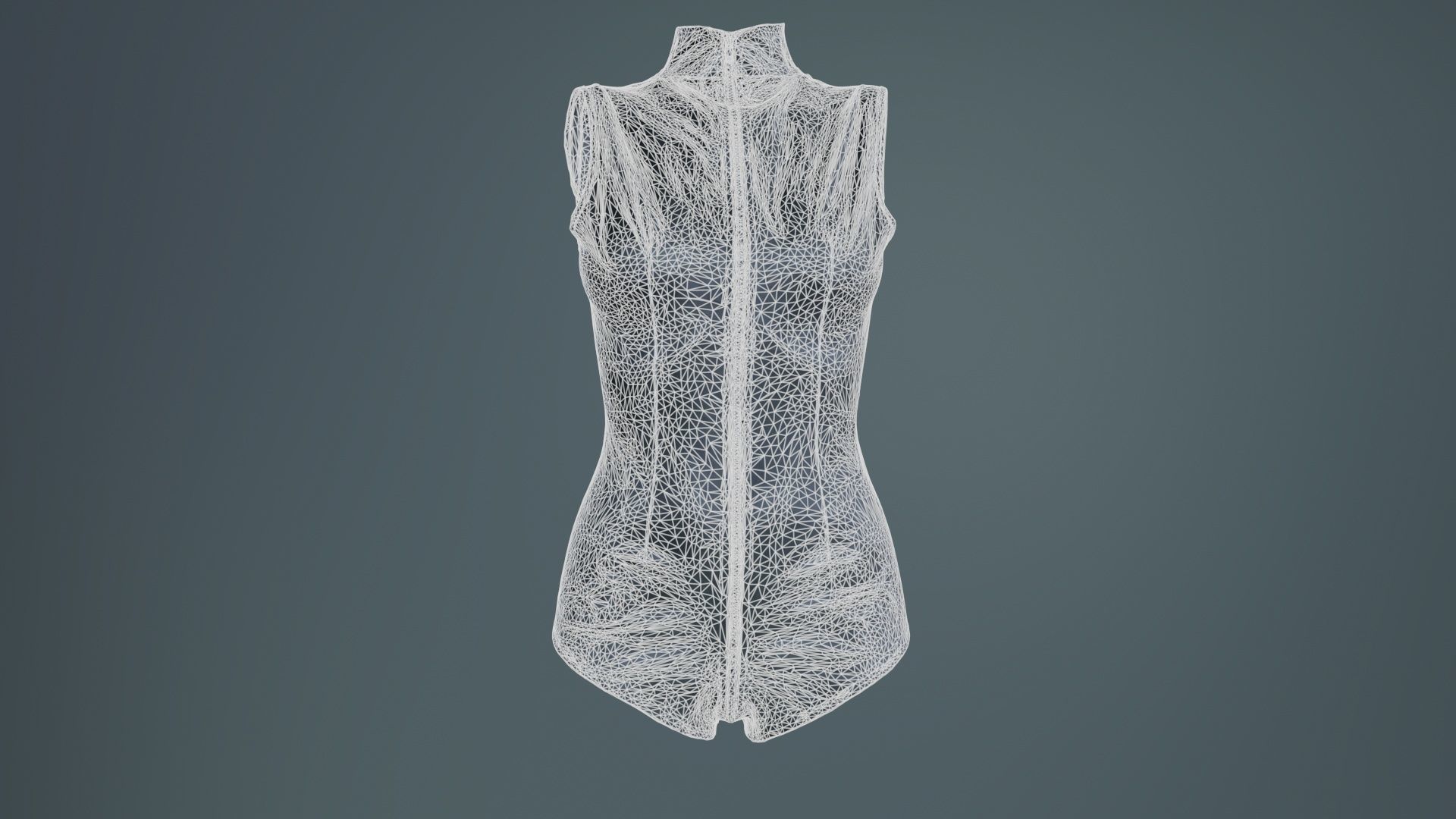 Triple Zipper Vinyl Bodysuit Low-poly 3D model_9