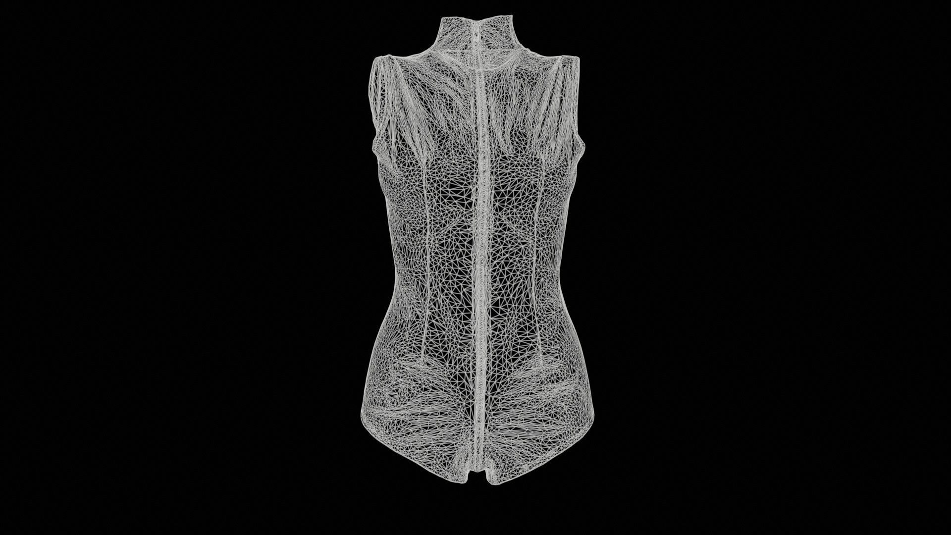 Triple Zipper Vinyl Bodysuit Low-poly 3D model_11