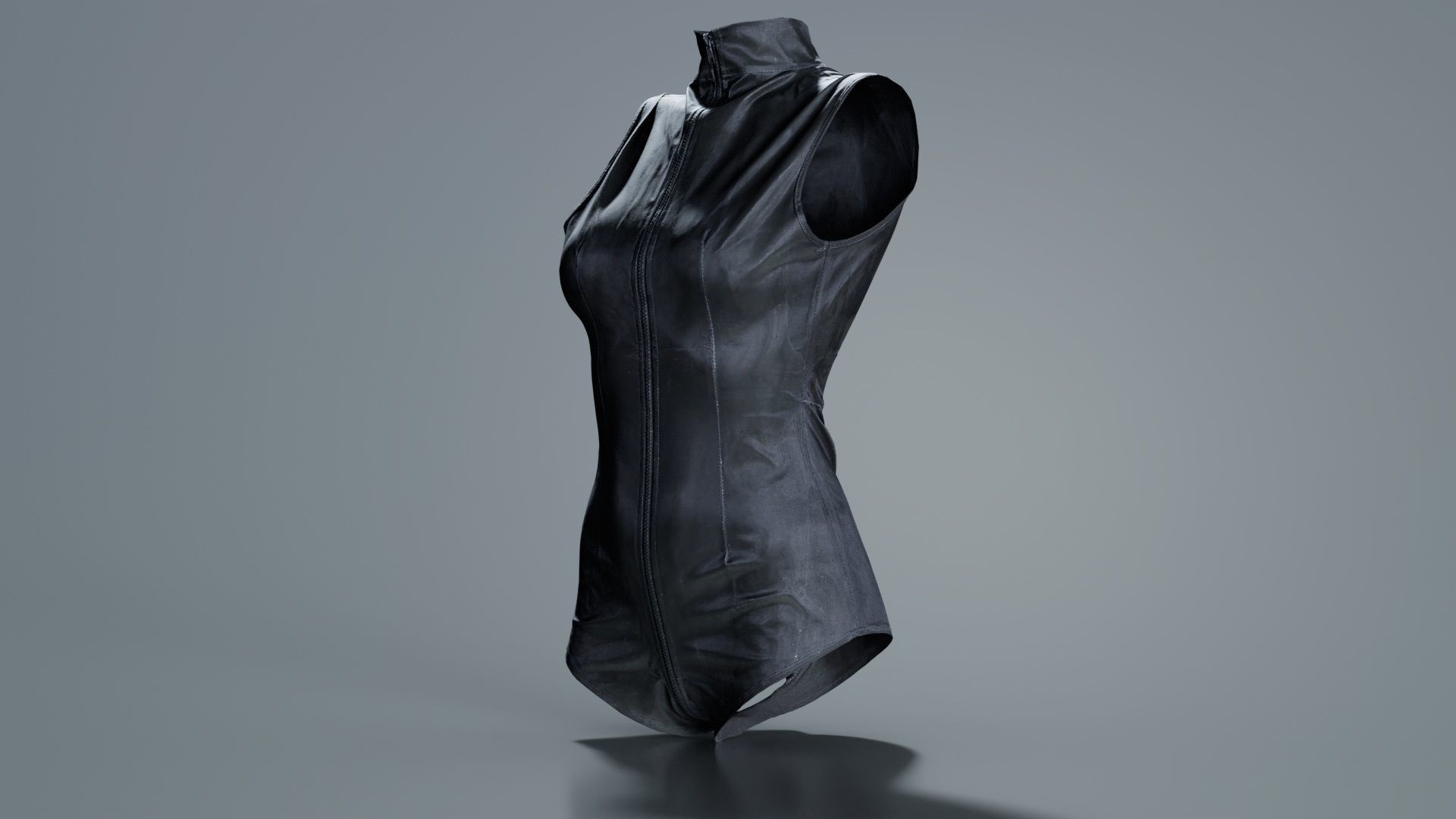 Triple Zipper Vinyl Bodysuit Low-poly 3D model_7