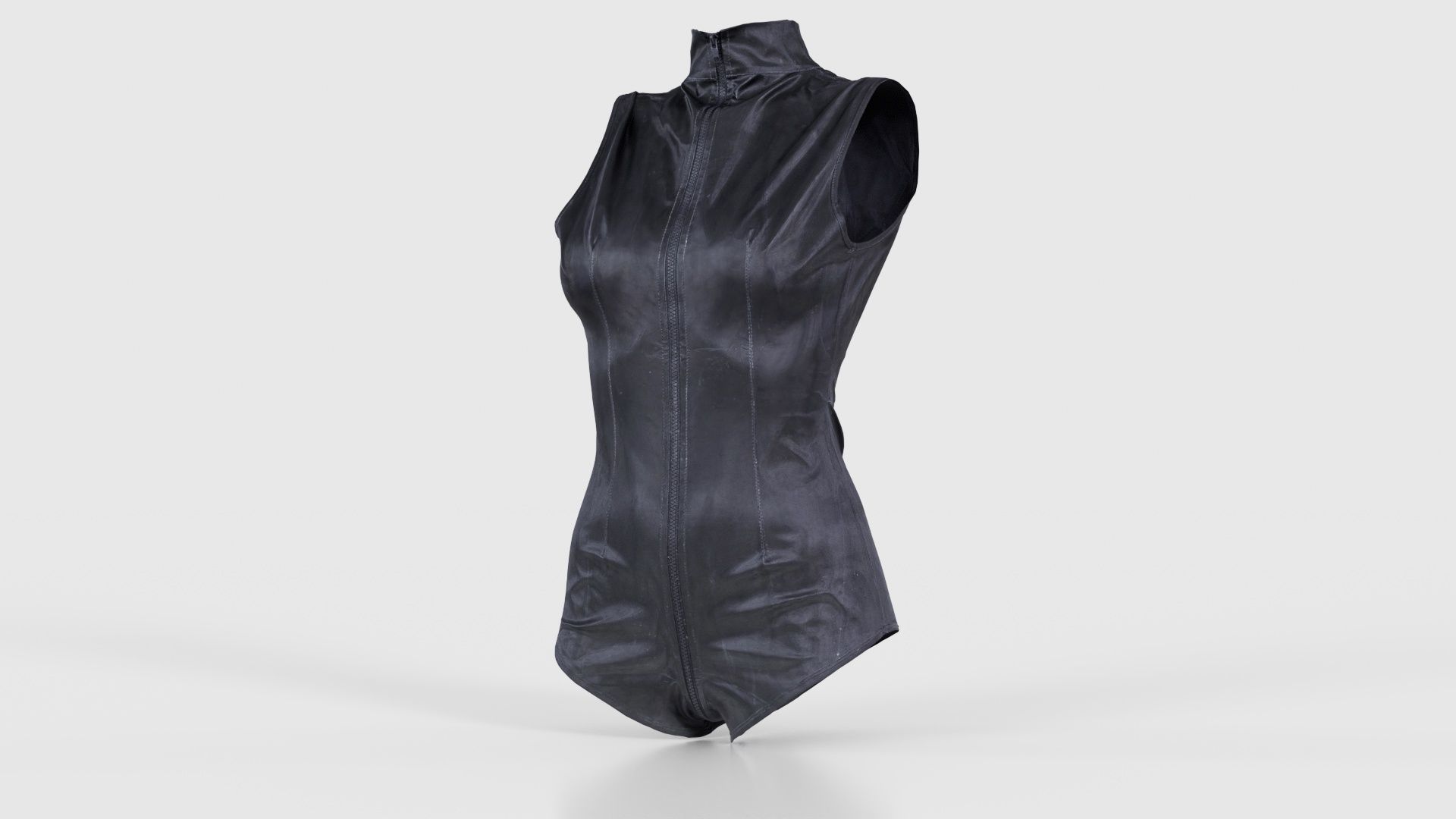 Triple Zipper Vinyl Bodysuit Low-poly 3D model_26