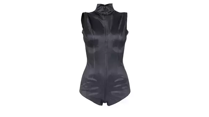 Triple Zipper Vinyl Bodysuit