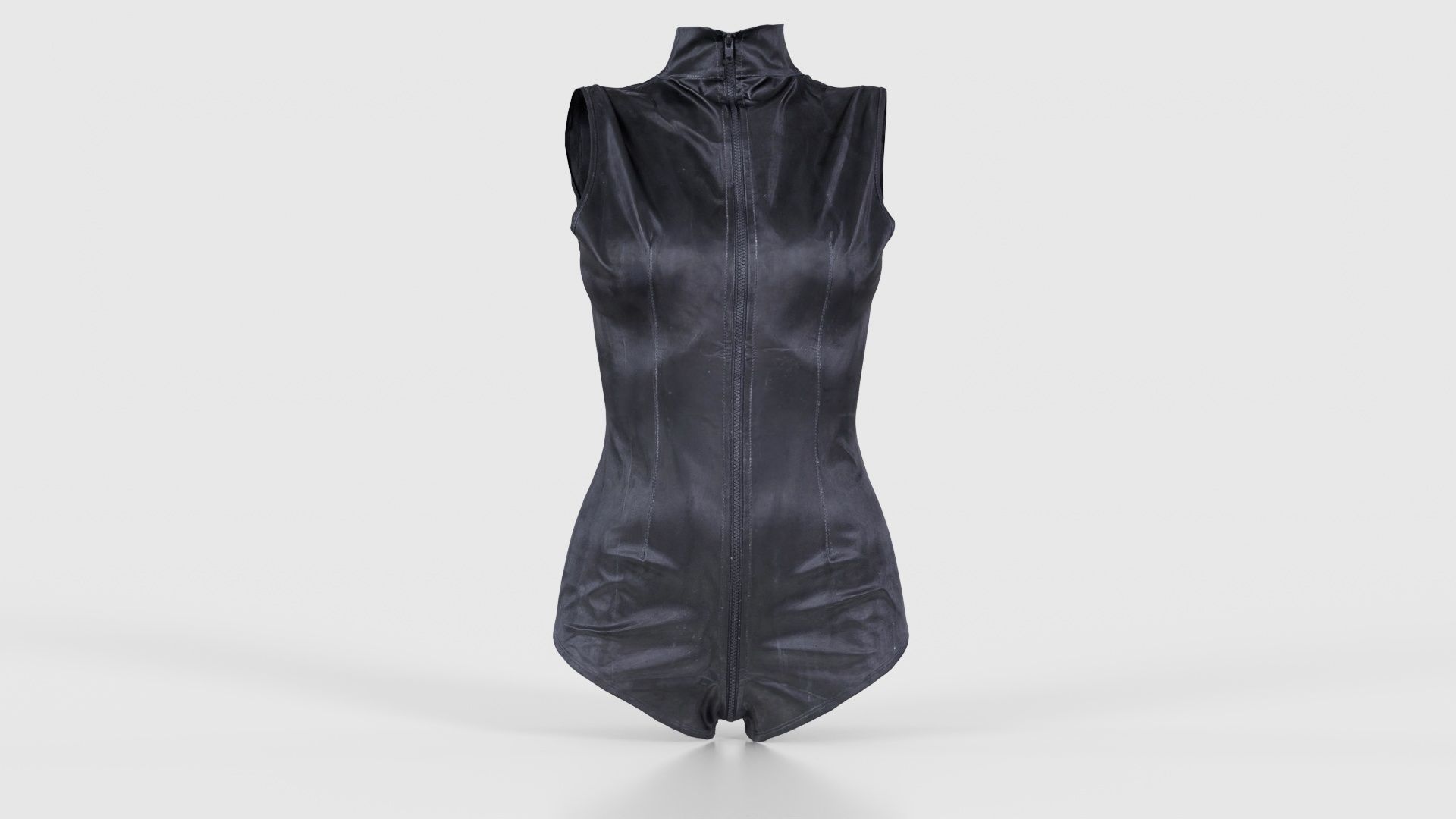 Triple Zipper Vinyl Bodysuit Low-poly 3D model_15
