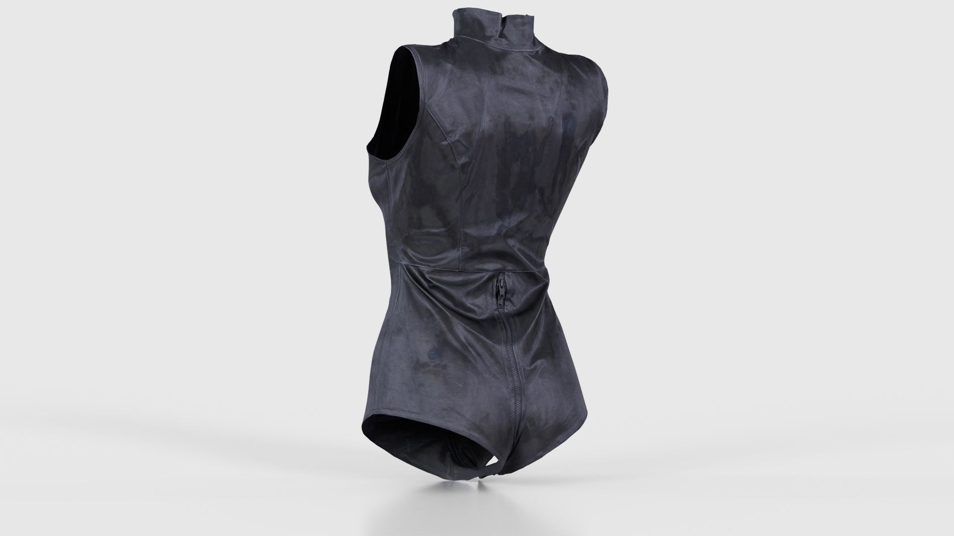 Triple Zipper Vinyl Bodysuit Low-poly 3D model_22