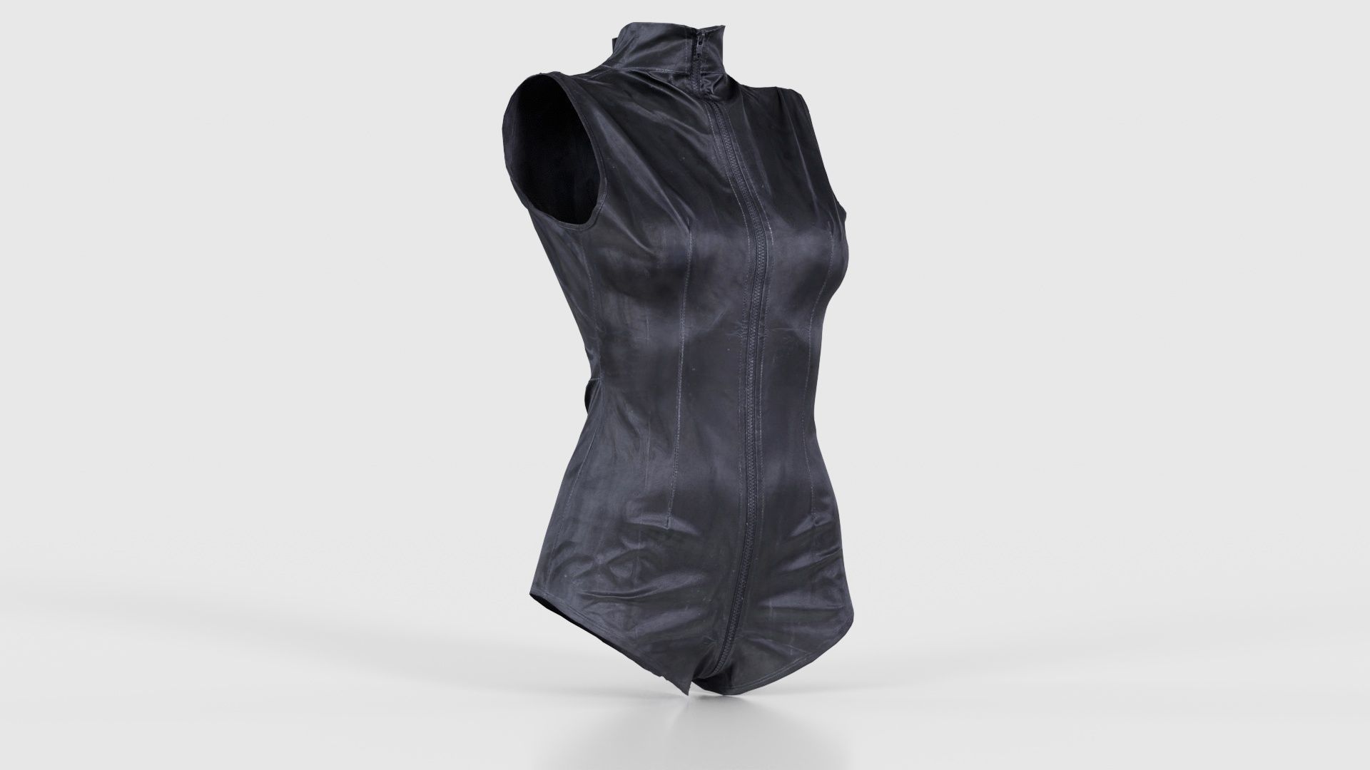 Triple Zipper Vinyl Bodysuit Low-poly 3D model_16