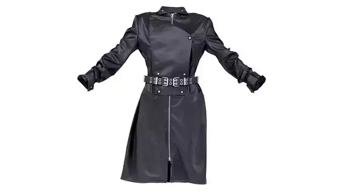 Belted Fetish Coat Low-poly 3D model