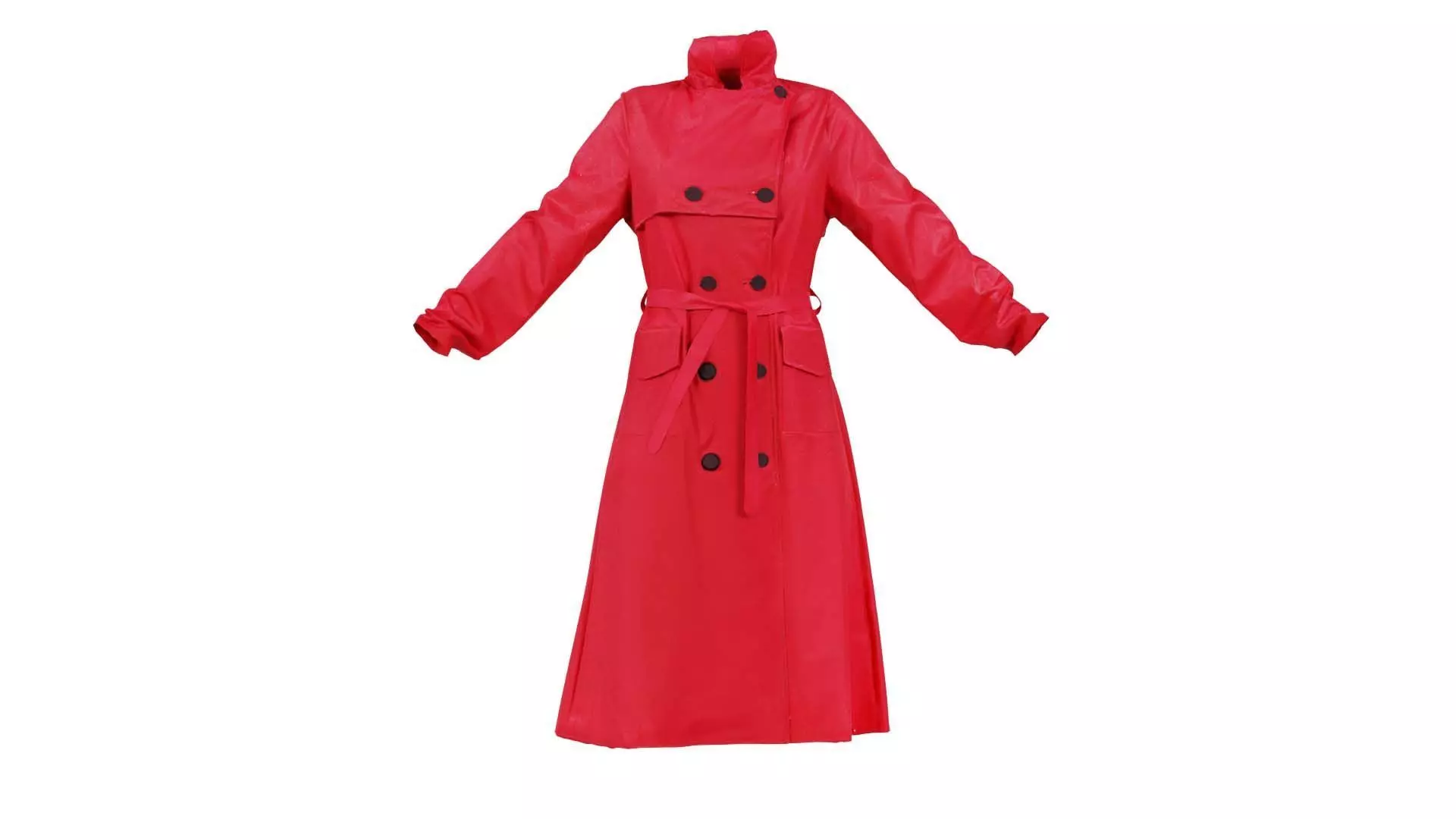 Black Red Vinyl Raincoat Closed Low-poly 3D model