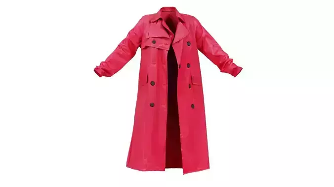 Black Red Vinyl Raincoat Open Low-poly 3D model