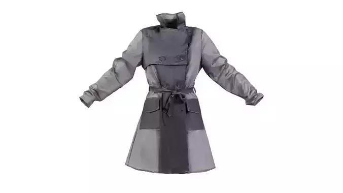 Black Transparant Vinyl Raincoat Closed Low-poly 3D model