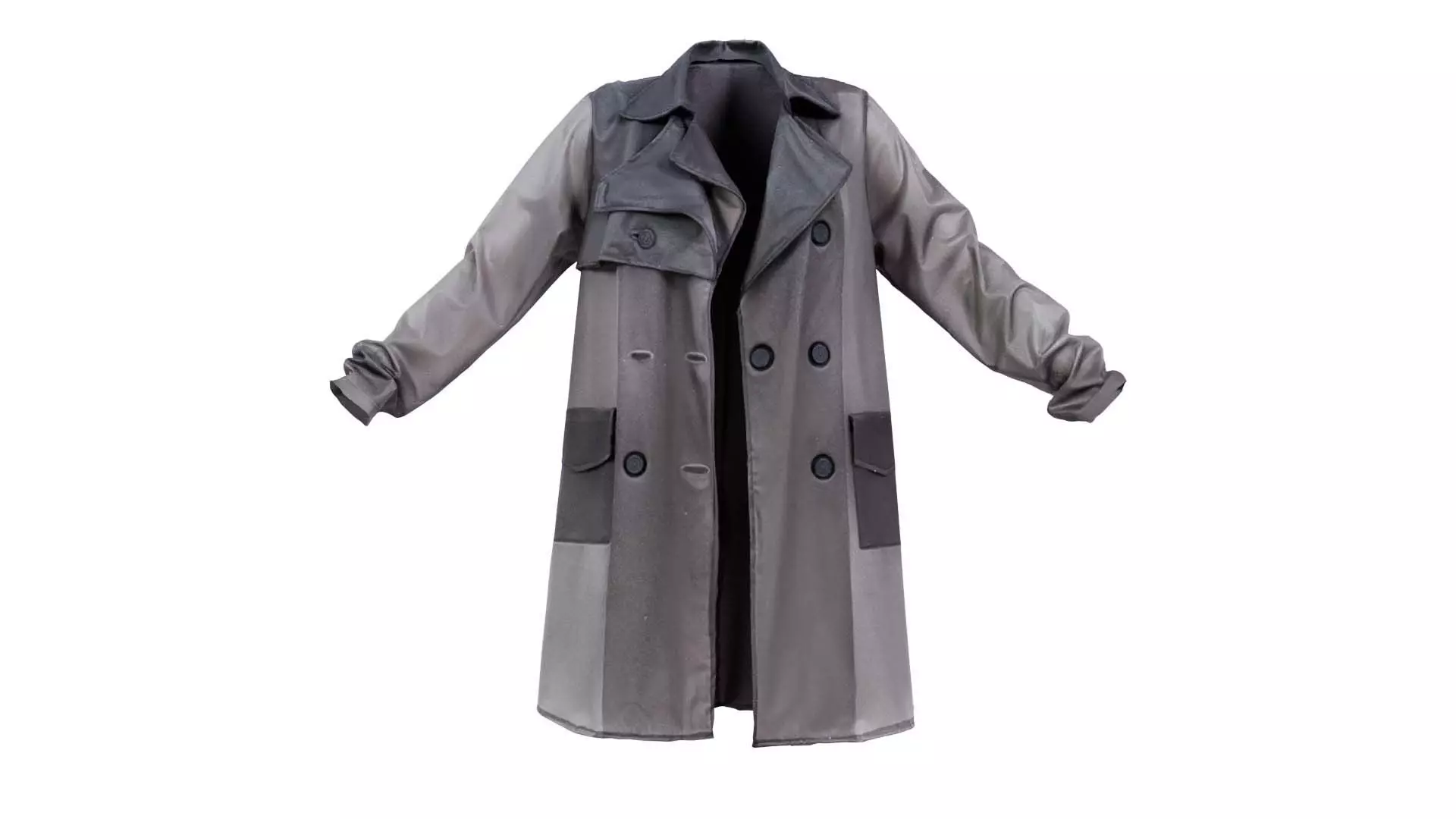 Black Transparant Vinyl Raincoat Open Low-poly 3D model